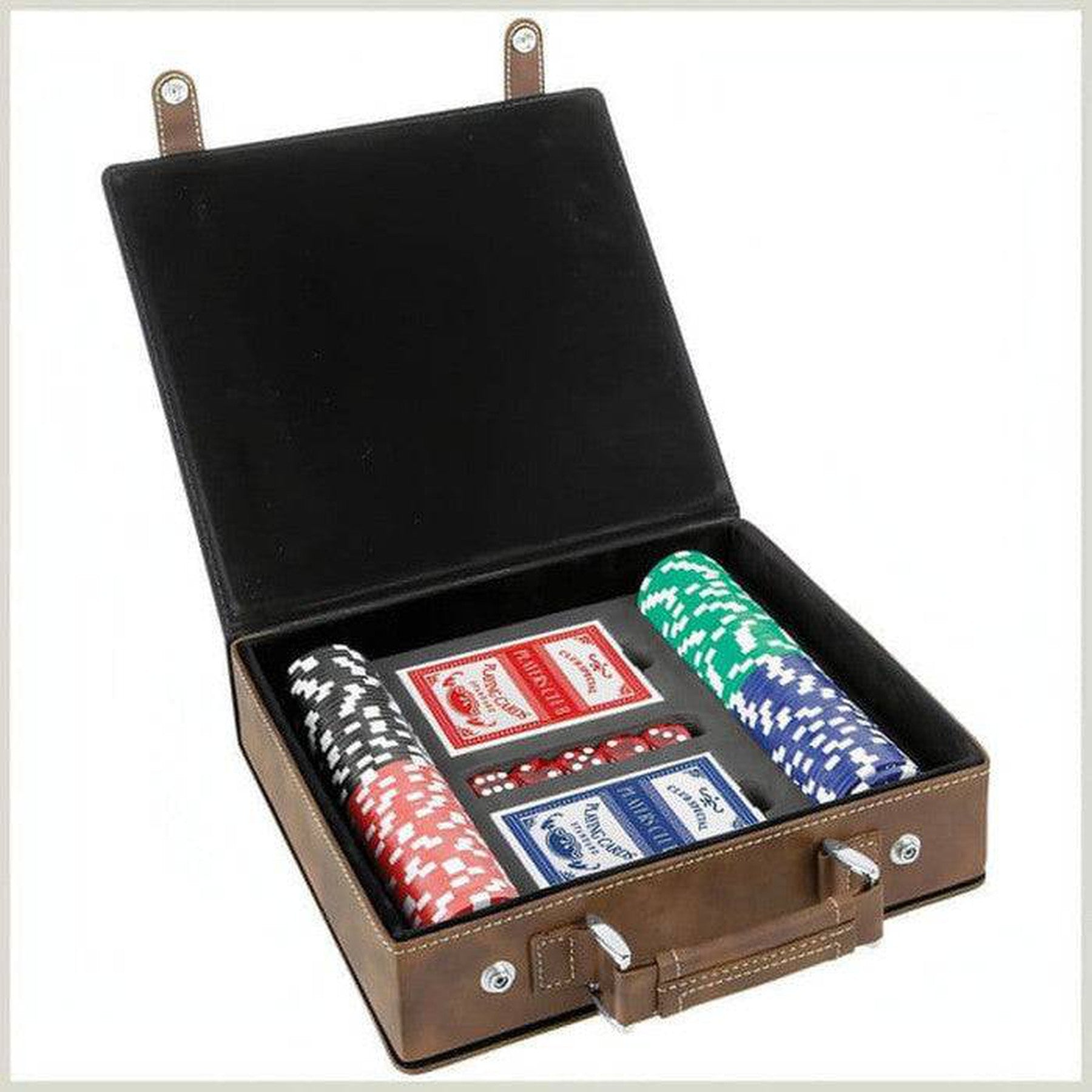 Personalized Poker Set in Leatherette Carry Case - 100 chips, 2 Card Decks Football / Football Leatherette / 100