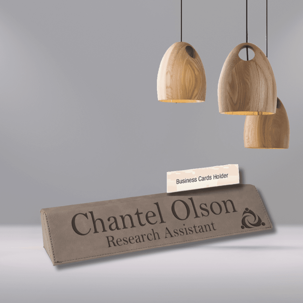 Premium Desk Wedges in Genuine Wood and Leatherette Gray Leatherette / 8 1/2" / Standard