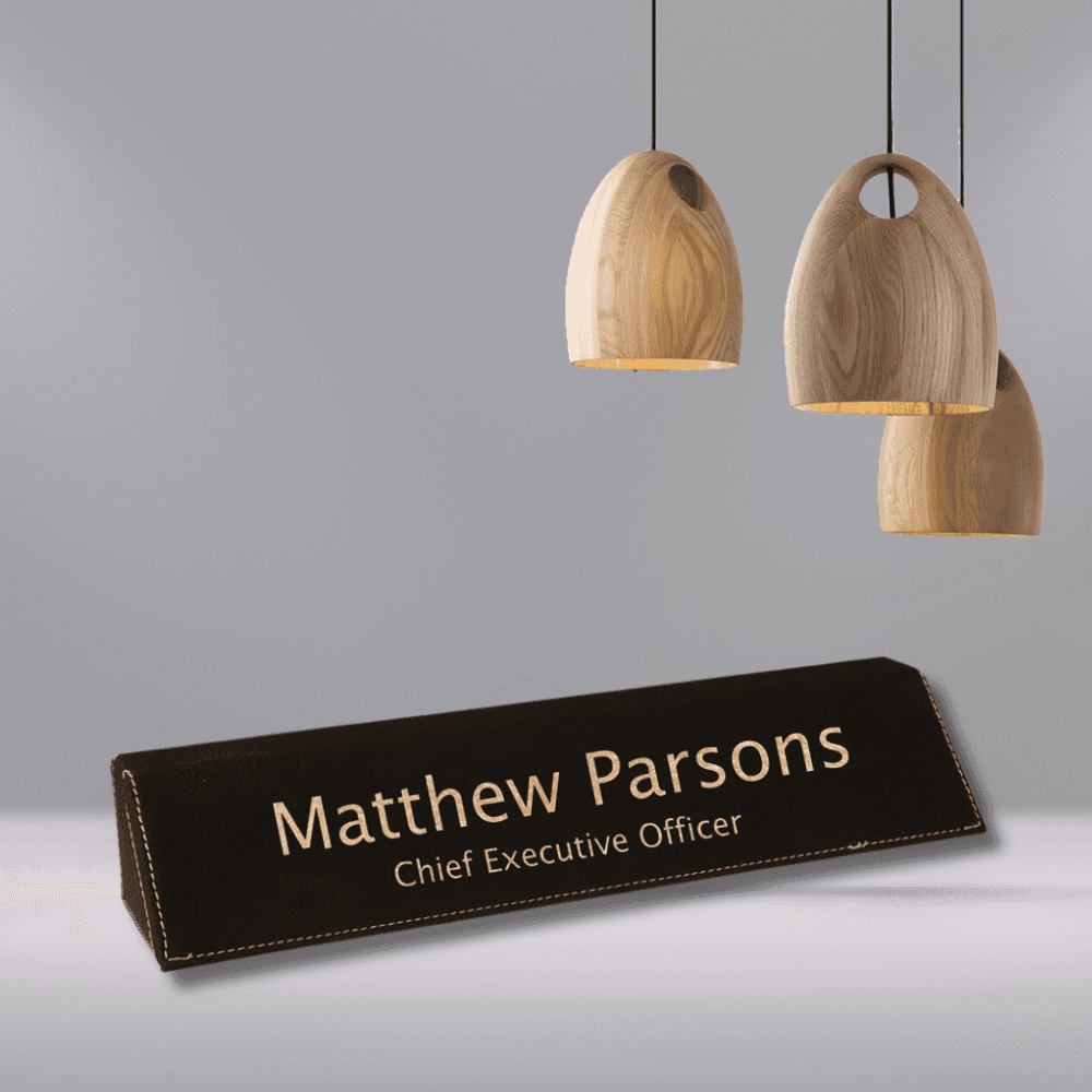 Premium Desk Wedges in Genuine Wood and Leatherette Black/Gold Leatherette / 8 1/2" / Standard