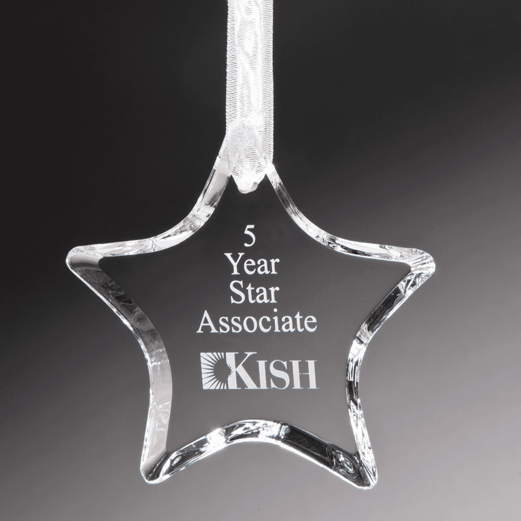 Laser Etched Crystal Ornaments with Ribbon and Gift Box Teardrop / Silver / 3"