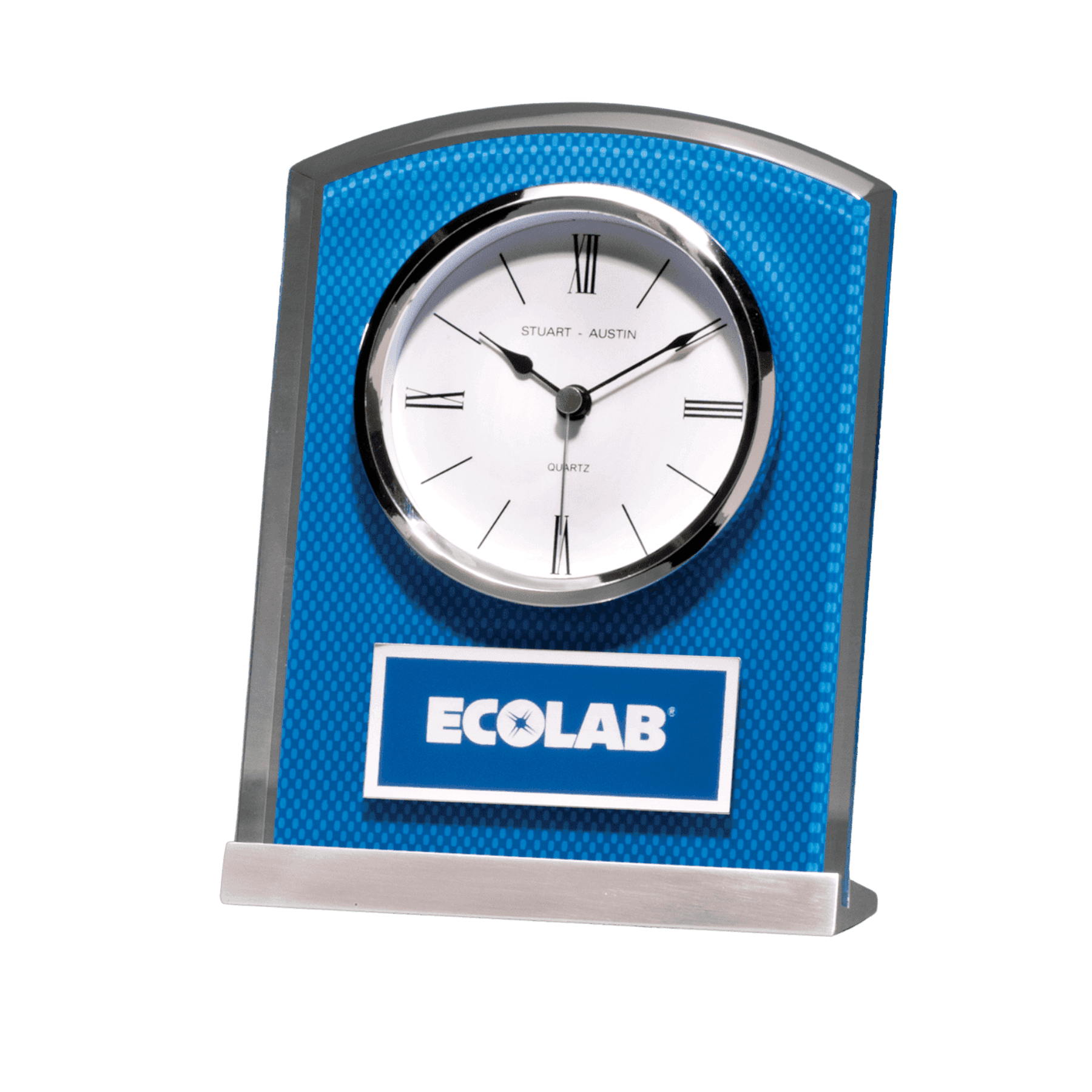 Contemporary Glass Desk Clocks – Personalized Gifts, Awards & Decor Blue Carbon Fiber Glass Clocks / Alarm / 7 1/4" x 4 7/8"