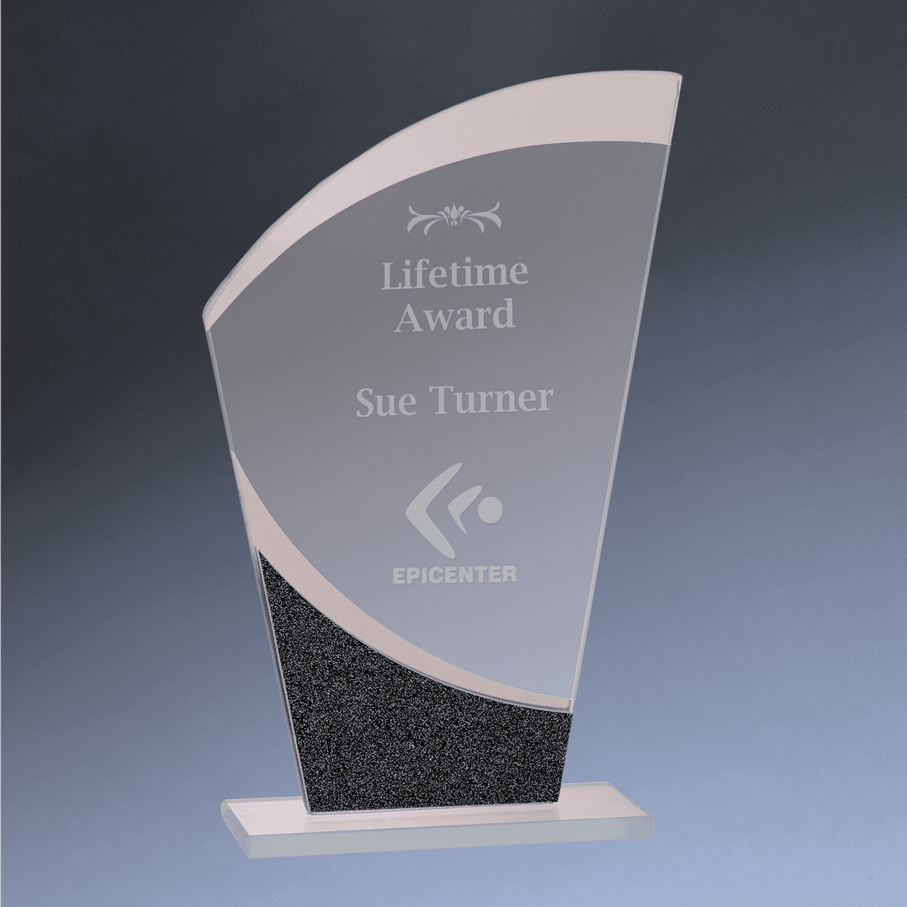 Designer Glass Awards – Personalized Art Deco-Inspired Recognition Wave / 7 1/4" / Designer Glass