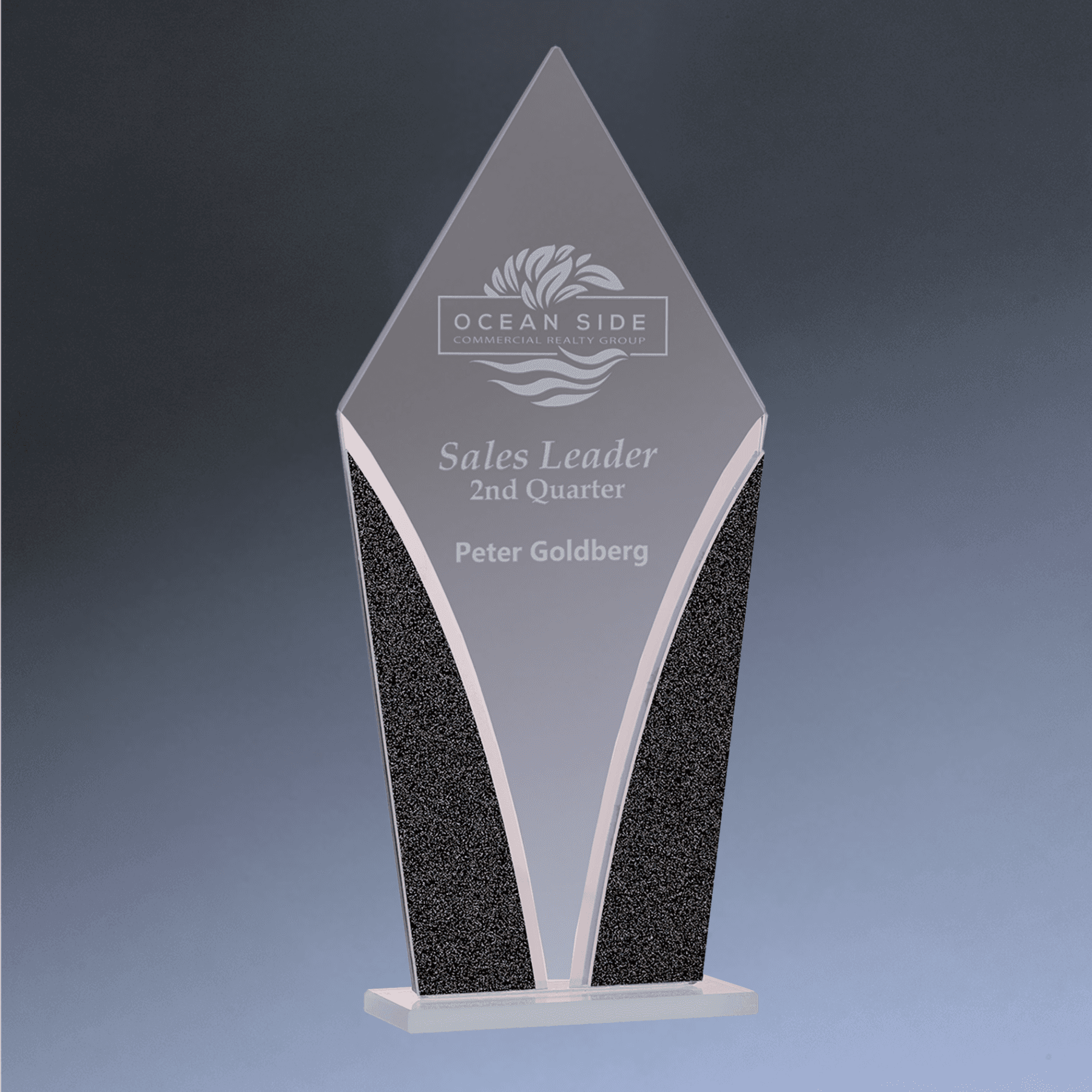 Designer Glass Awards – Personalized Art Deco-Inspired Recognition Wave / 7 1/4" / Designer Glass