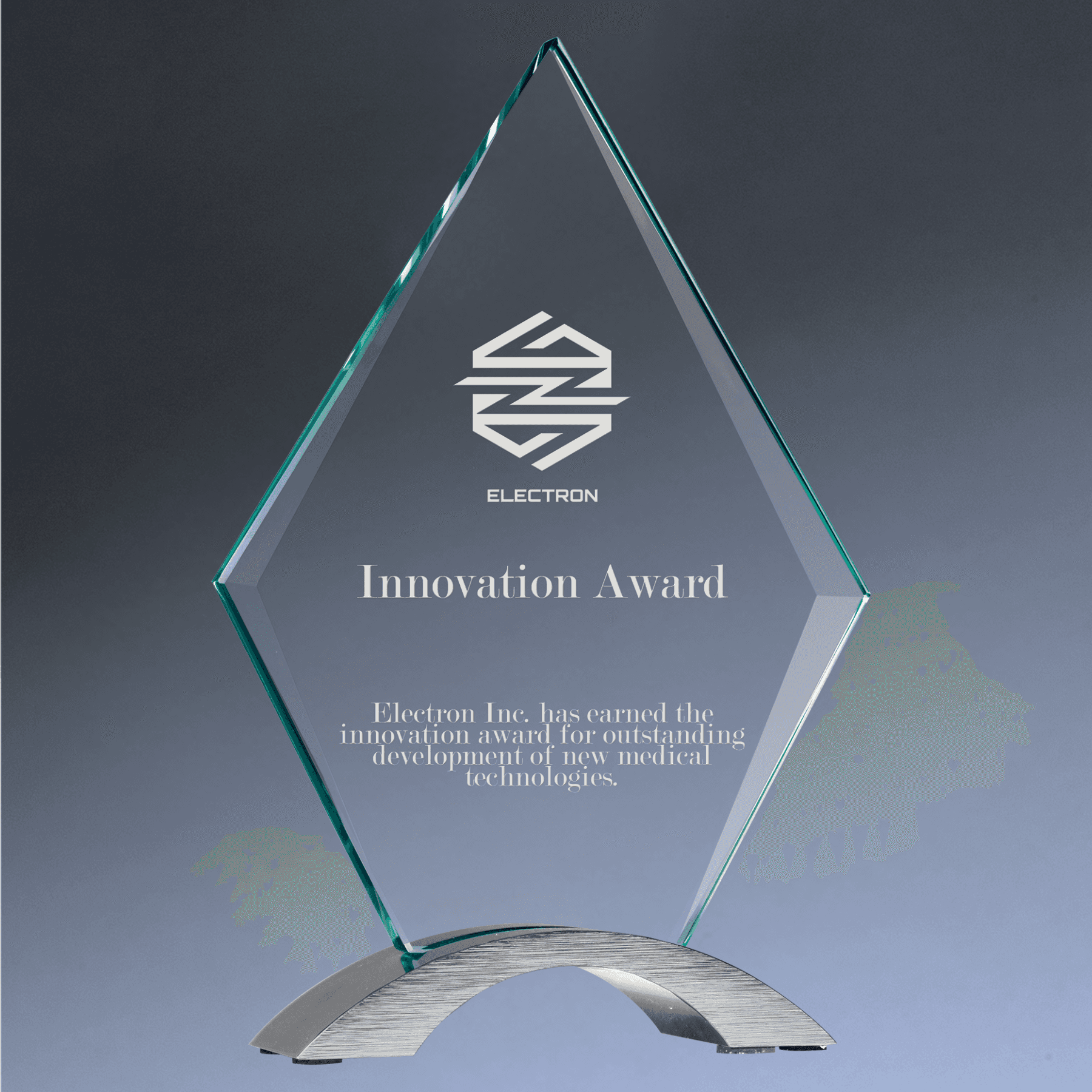 Cosmic Glass Awards - Jade Tinted with Silver Metal Base Round / 7 1/4" / Cosmic Glass