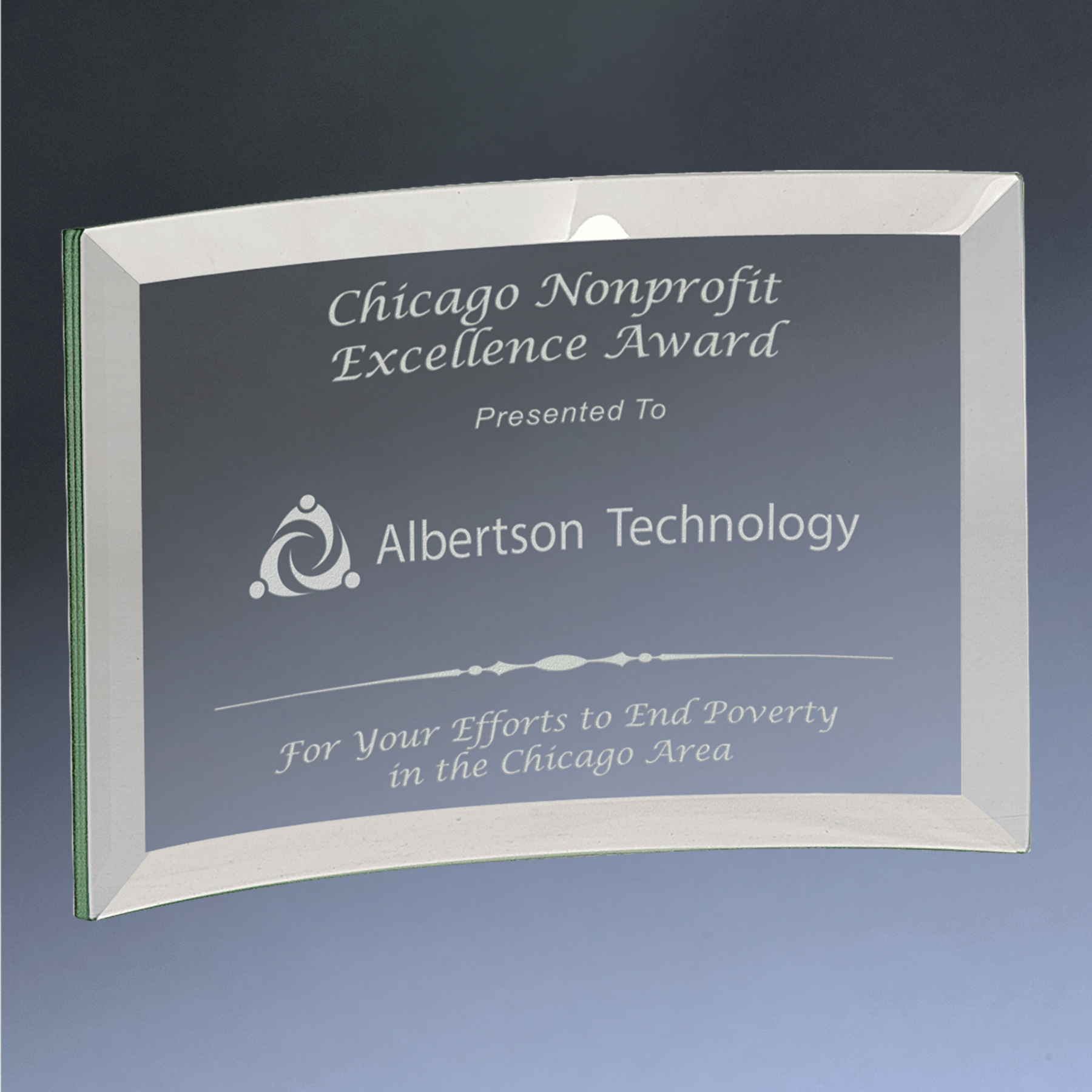Jade Glass Crescent Awards - Perfect for Desks & Displays of Recognition 6" x 4" x 3/8" / Crescent / Glass