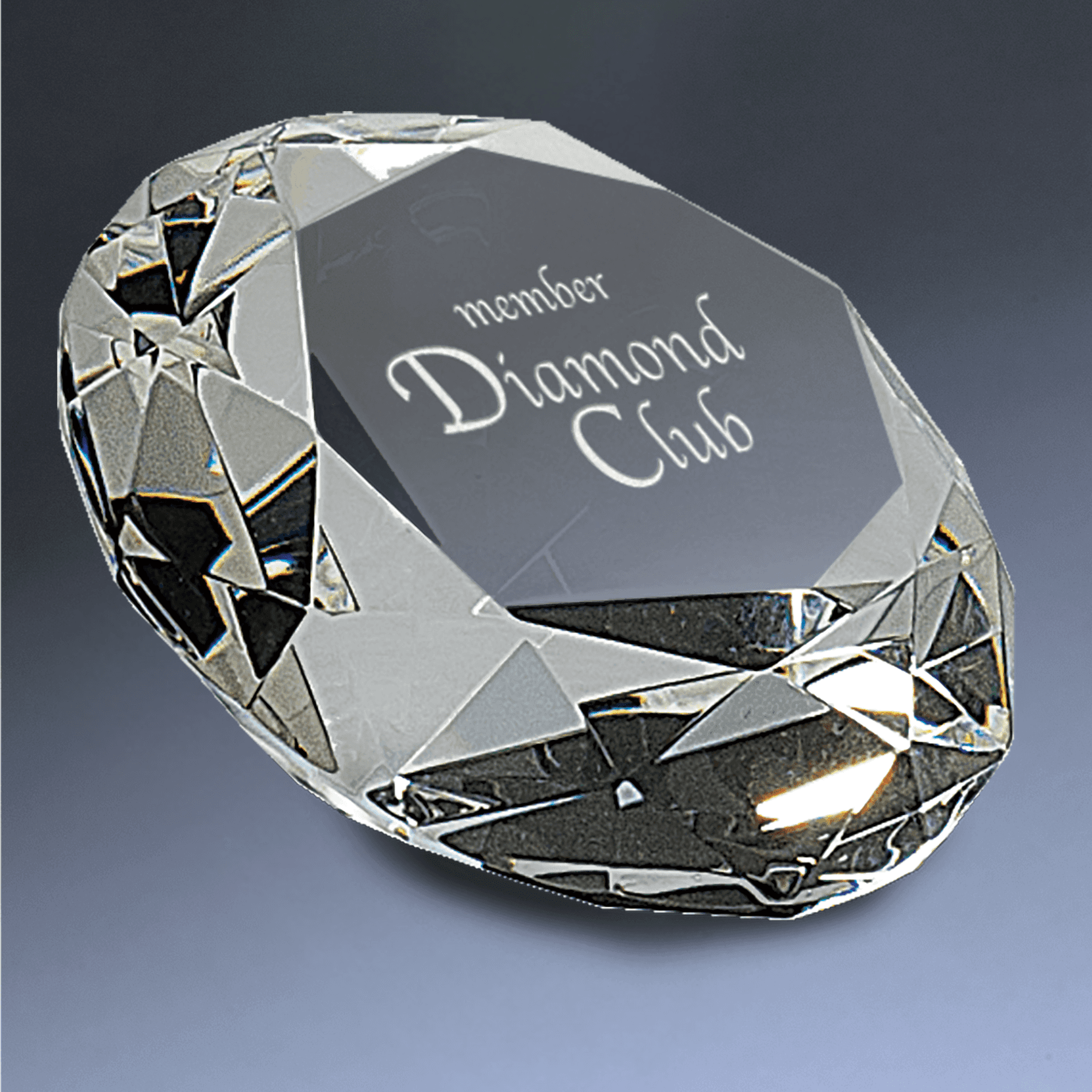 Crystal Diamond Awards & Paperweights with Personalized Engraving Crystal Diamond Paperweight / 4" Diameter x 2 1/2" (H) / No Base