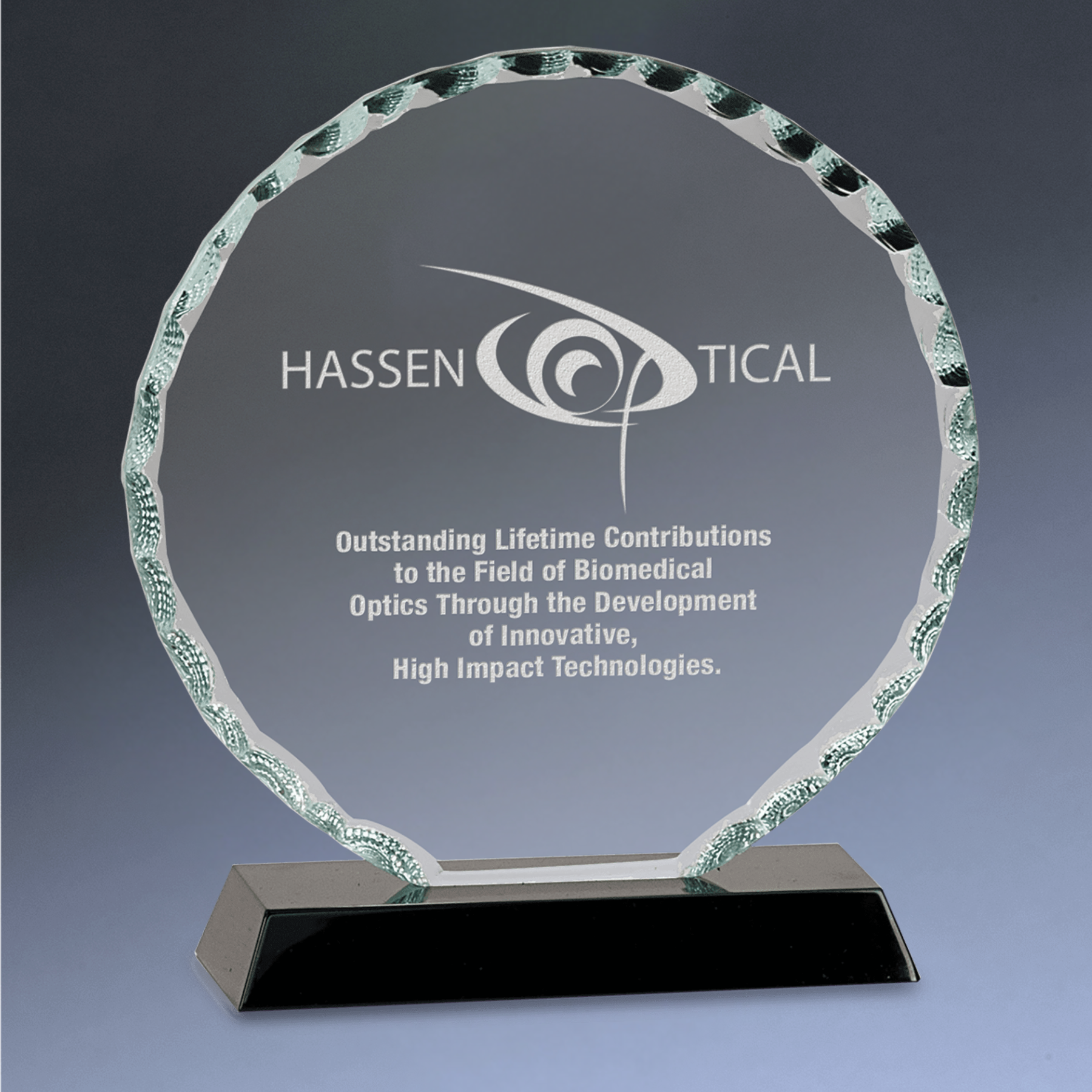 Facet Glass Award - Custom Engraved Flame, Shield, Scroll & Diamond Shapes