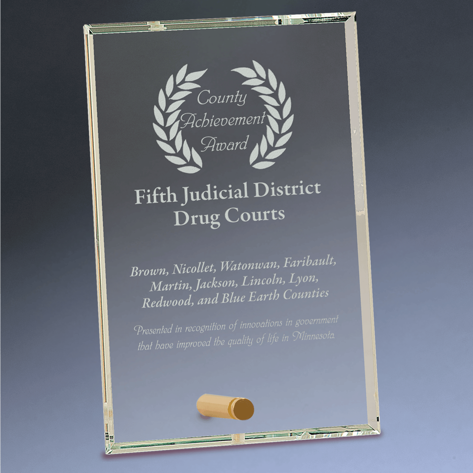 Crystal Edge Glass Award Plaque - Custom Engraved with Brass Pin Rectangle / 4" x 6" / Glass