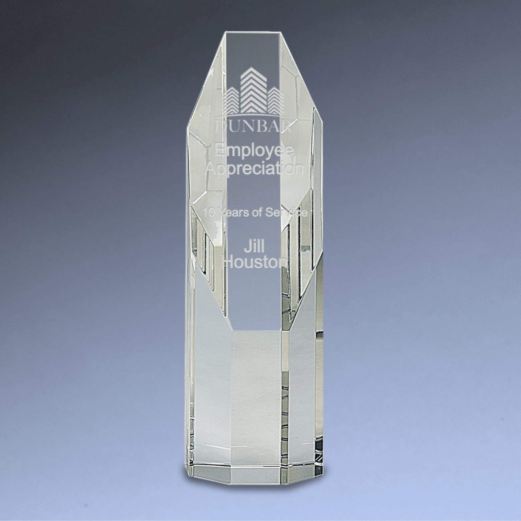 Octagon Slant-Top Crystal Awards Self-Standing or with Black Base Clear Crystal / 6"