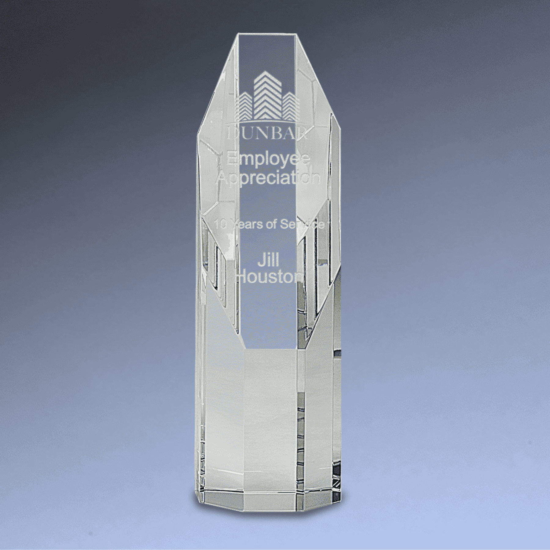 Octagon Slant-Top Crystal Awards Self-Standing or with Black Base Clear Crystal / 6"