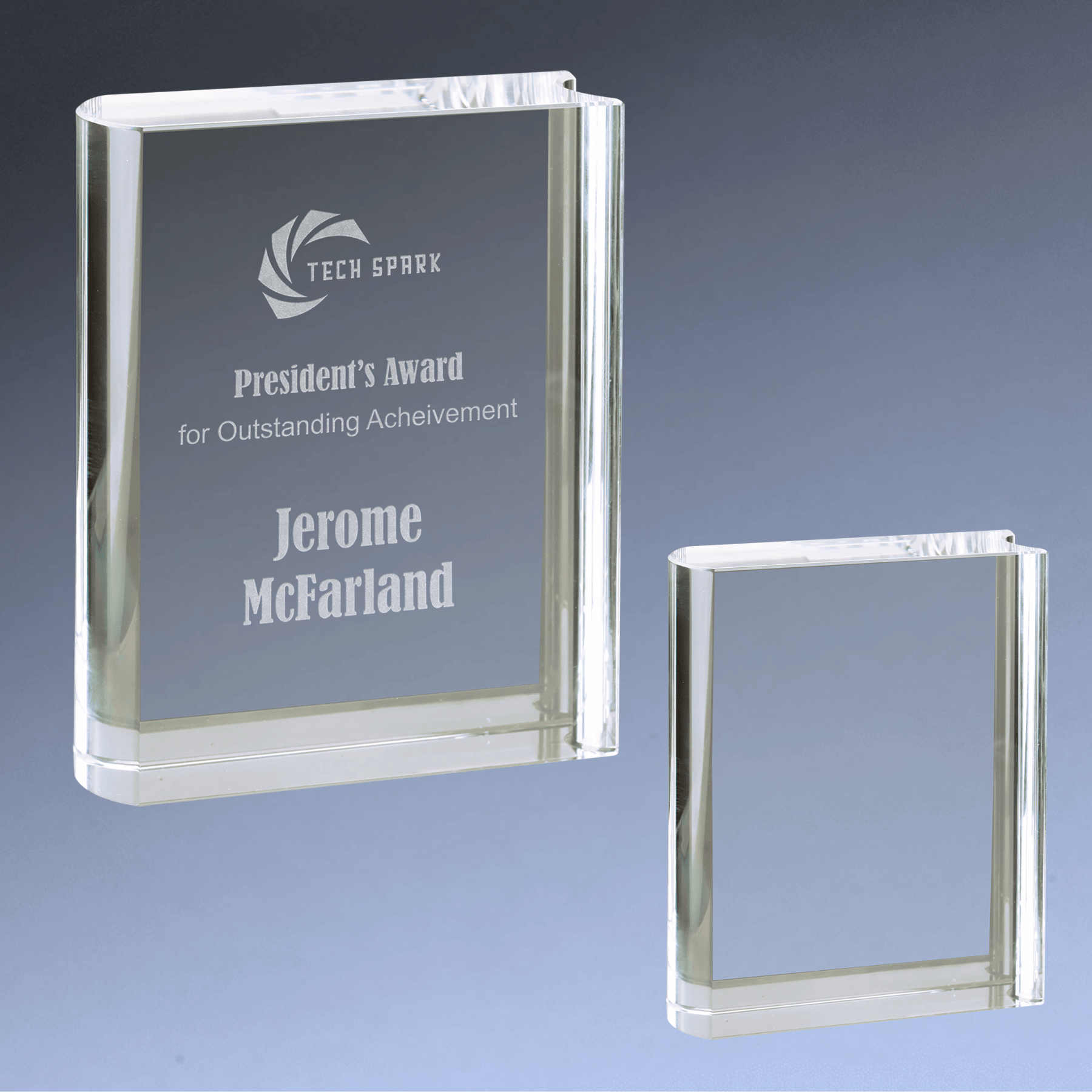 Crystal Book Awards with Detailed Edges with Personalization 3 3/4" x 5"