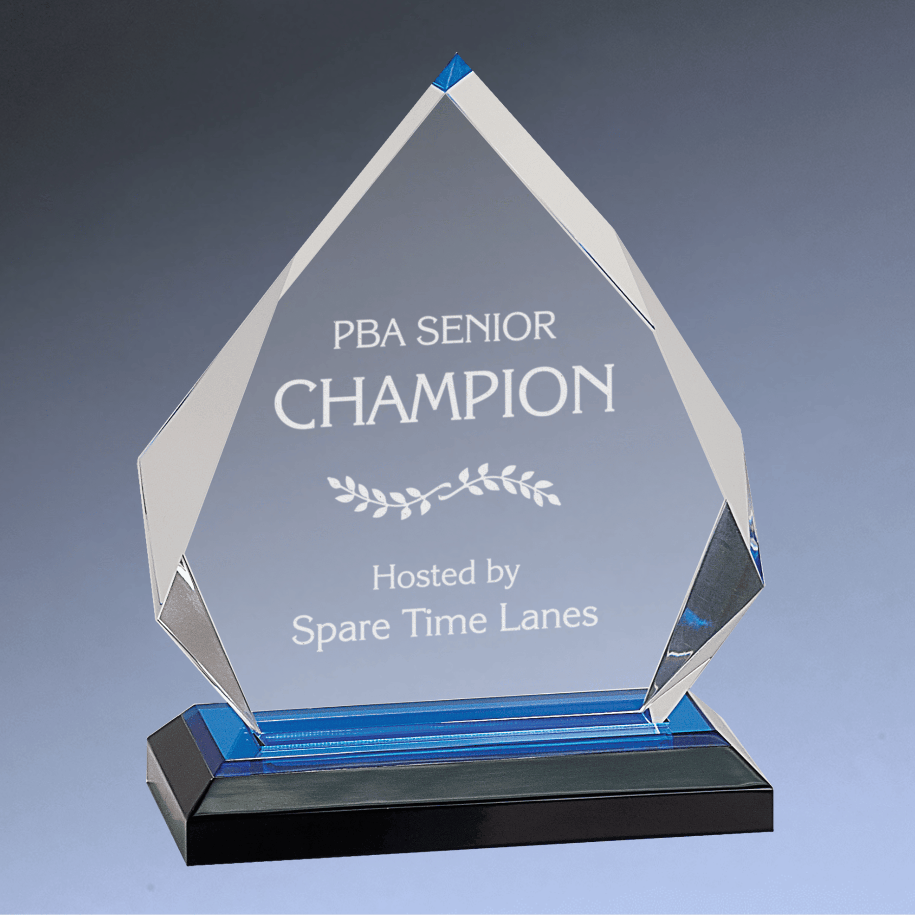 Impress Acrylic Awards with Color Mirror Base and Custom Engraving Diamond / Blue / 5 1/4" x 6 3/4"