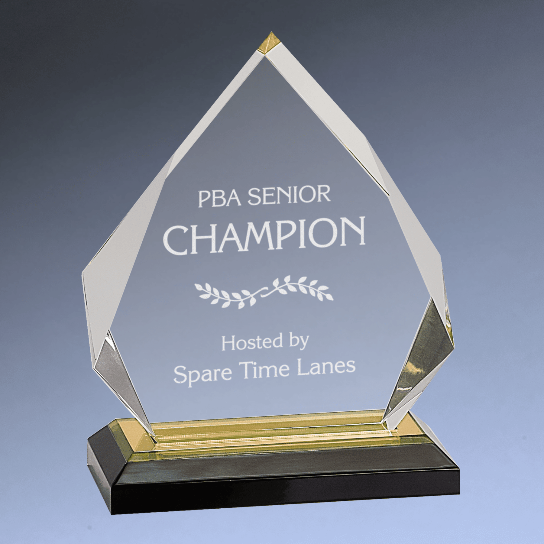 Impress Acrylic Awards with Color Mirror Base and Custom Engraving Diamond / Gold / 5 1/4" x 6 3/4"