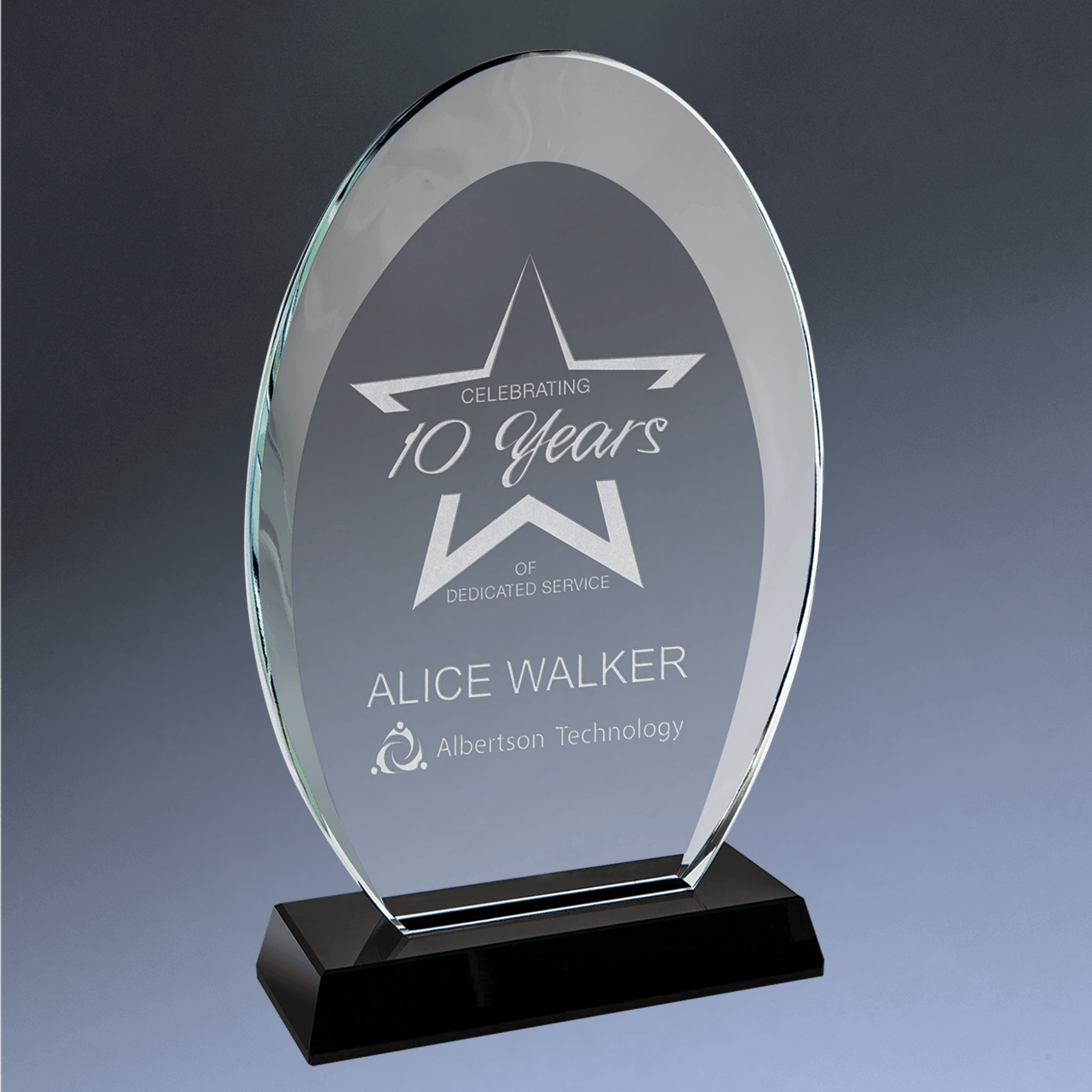 Halo Glass Awards - Custom Engraved Diamond & Oval Glass