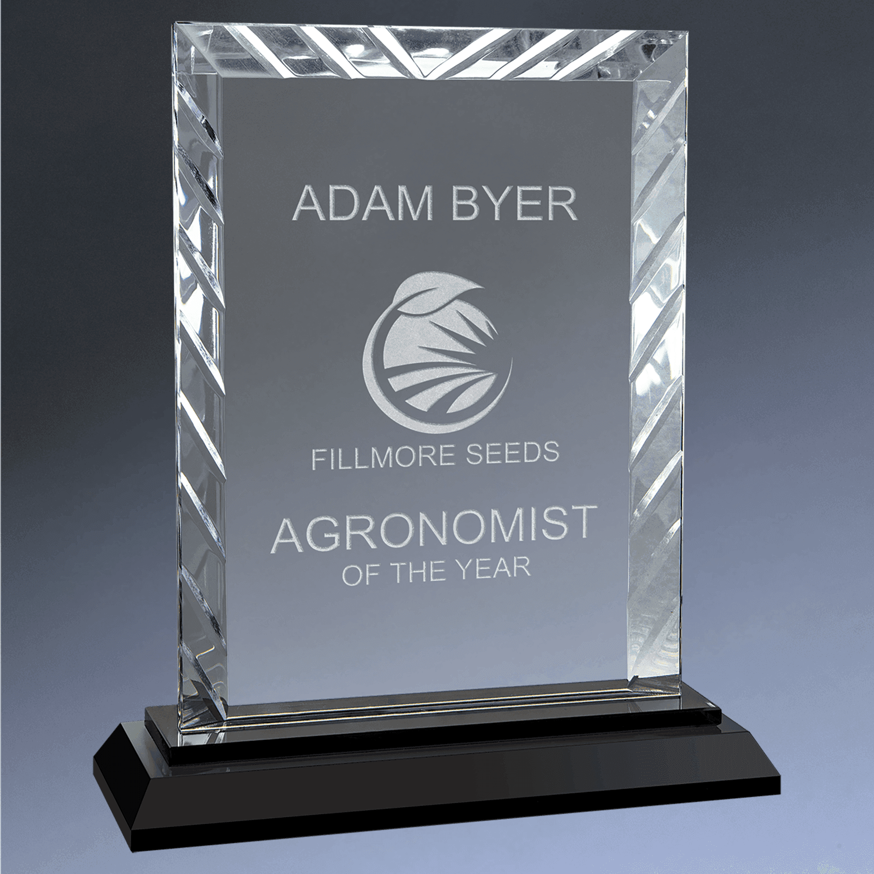 Accent Glass Awards - Custom Engraved in Fan, Flame, Diamond Designs Rectangle / Black / 7"