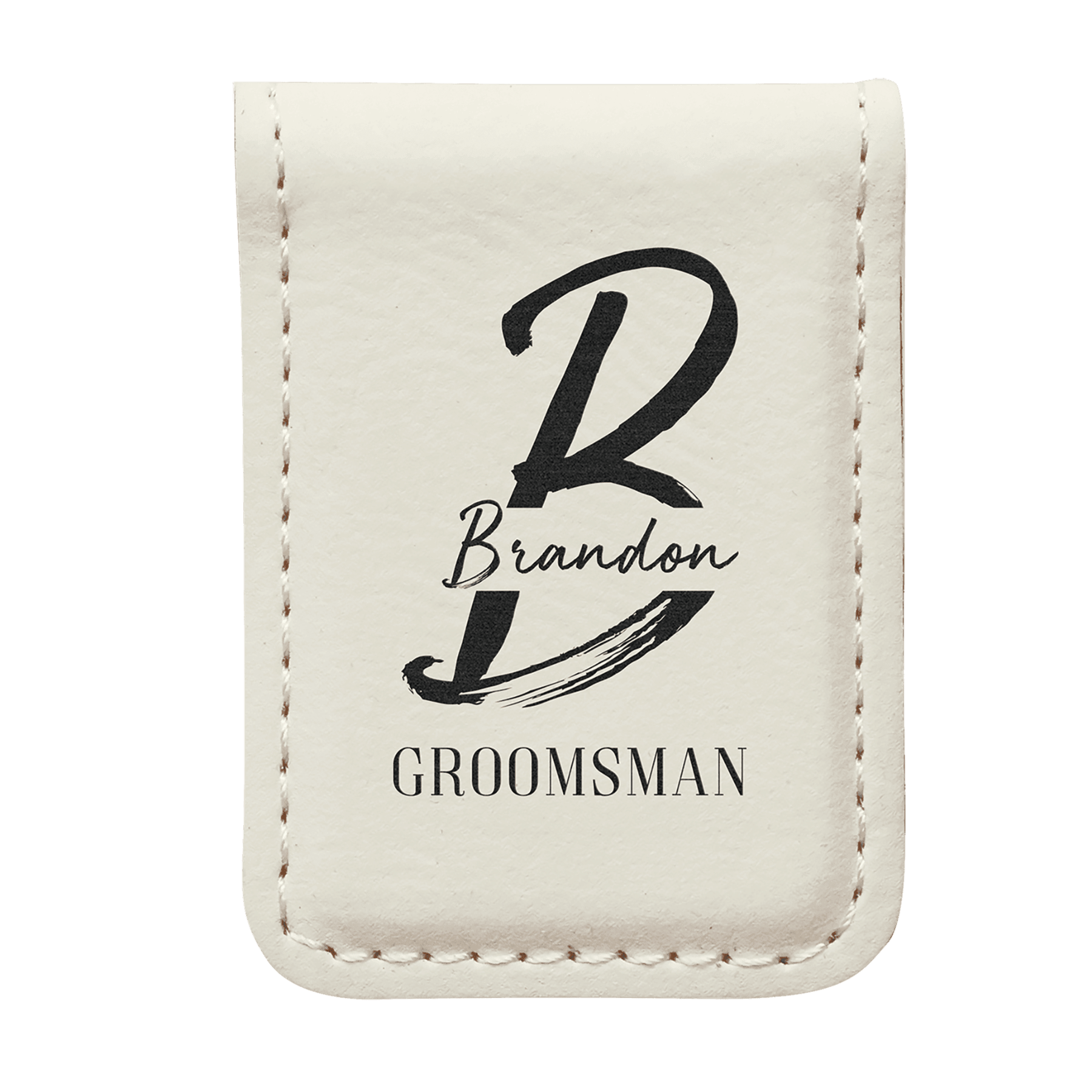 Personalized Money Clip wth Magnetic Closure White / 1 3/4" x 2 1/2" / Leatherette