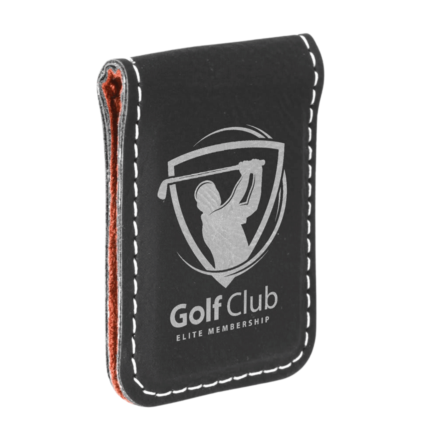 Personalized Money Clip wth Magnetic Closure Black/Silver / 1 3/4" x 2 1/2" / Leatherette