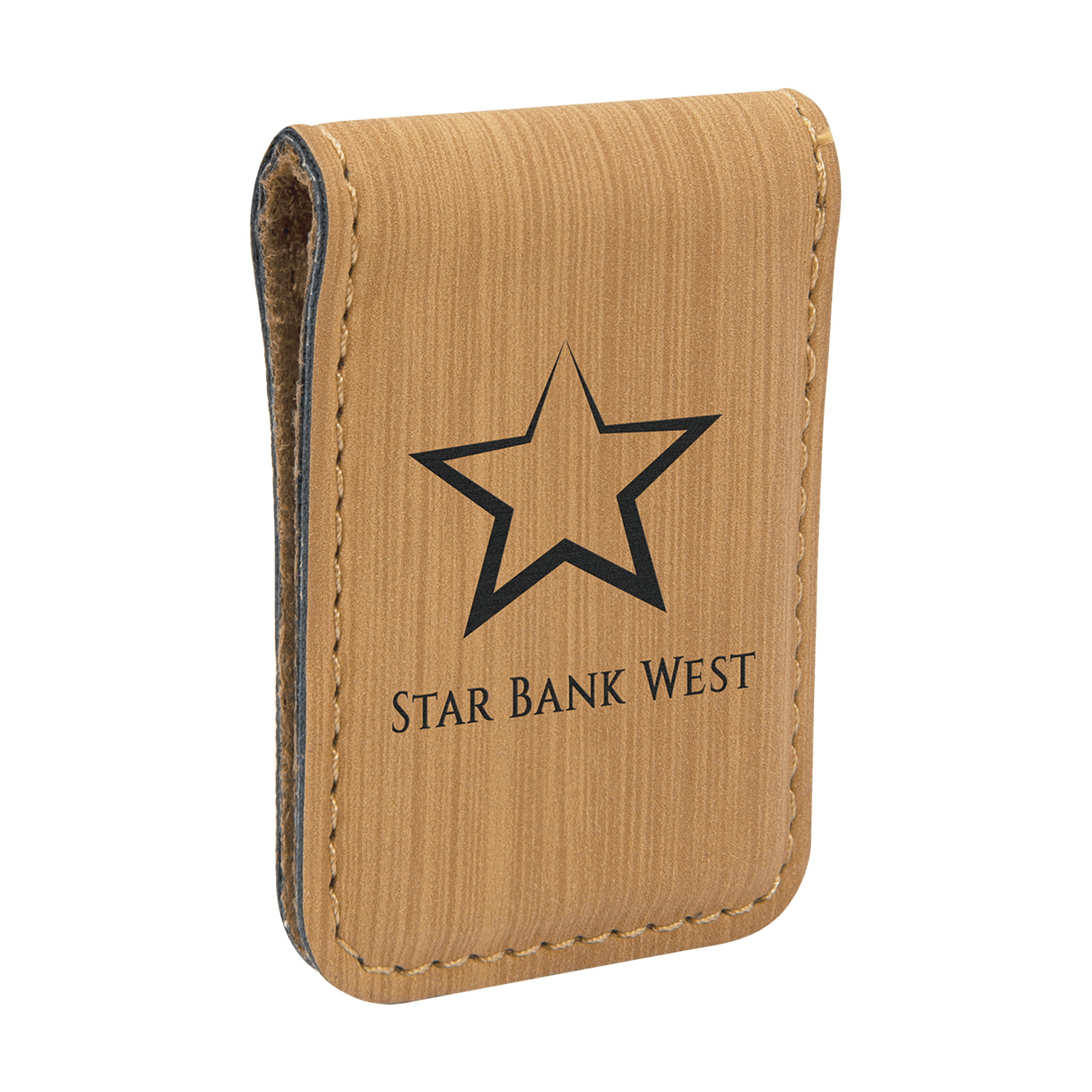 Personalized Money Clip wth Magnetic Closure Bamboo / 1 3/4" x 2 1/2" / Leatherette