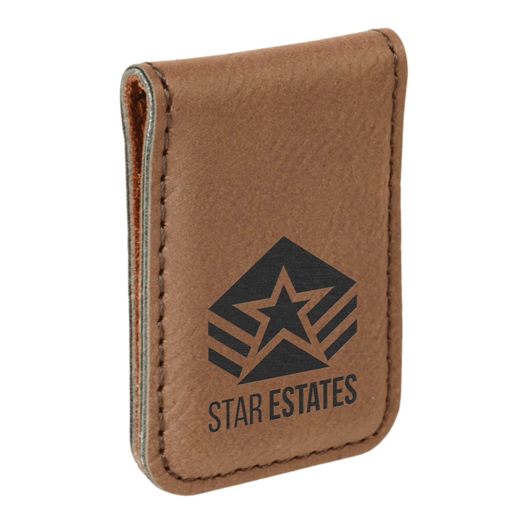 Personalized Money Clip wth Magnetic Closure Dark Brown / 1 3/4" x 2 1/2" / Leatherette
