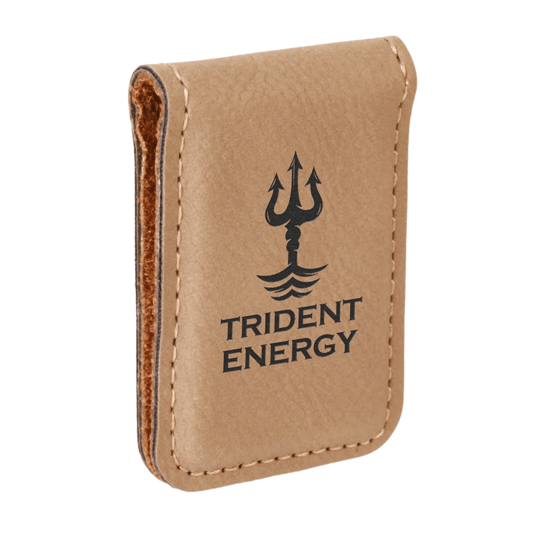 Personalized Money Clip wth Magnetic Closure Light Brown / 1 3/4" x 2 1/2" / Leatherette