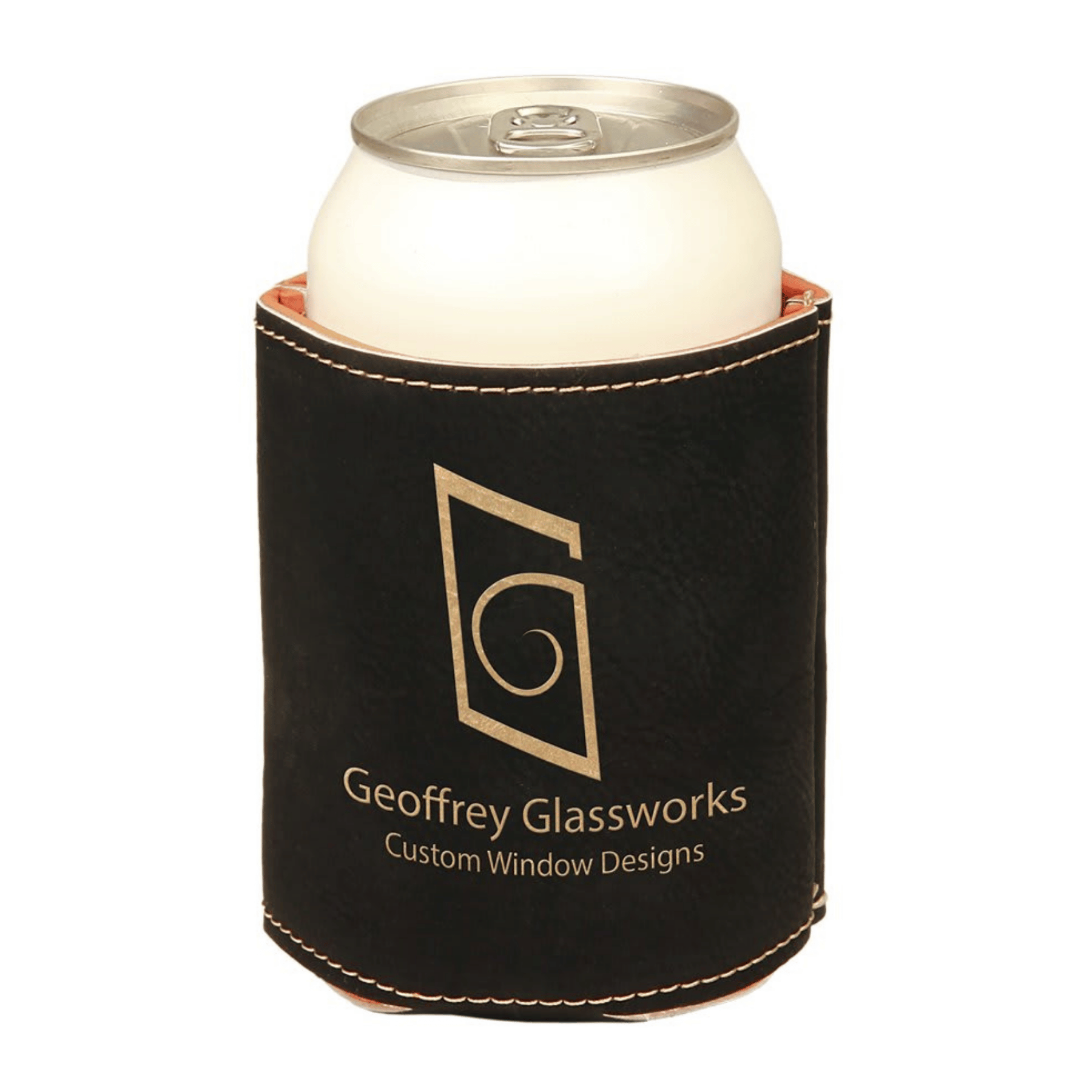 Personalized Beverage Holders – Leatherette & Cork with Custom Engraving Black/Gold / Regular Beverage Holder / Leatherette