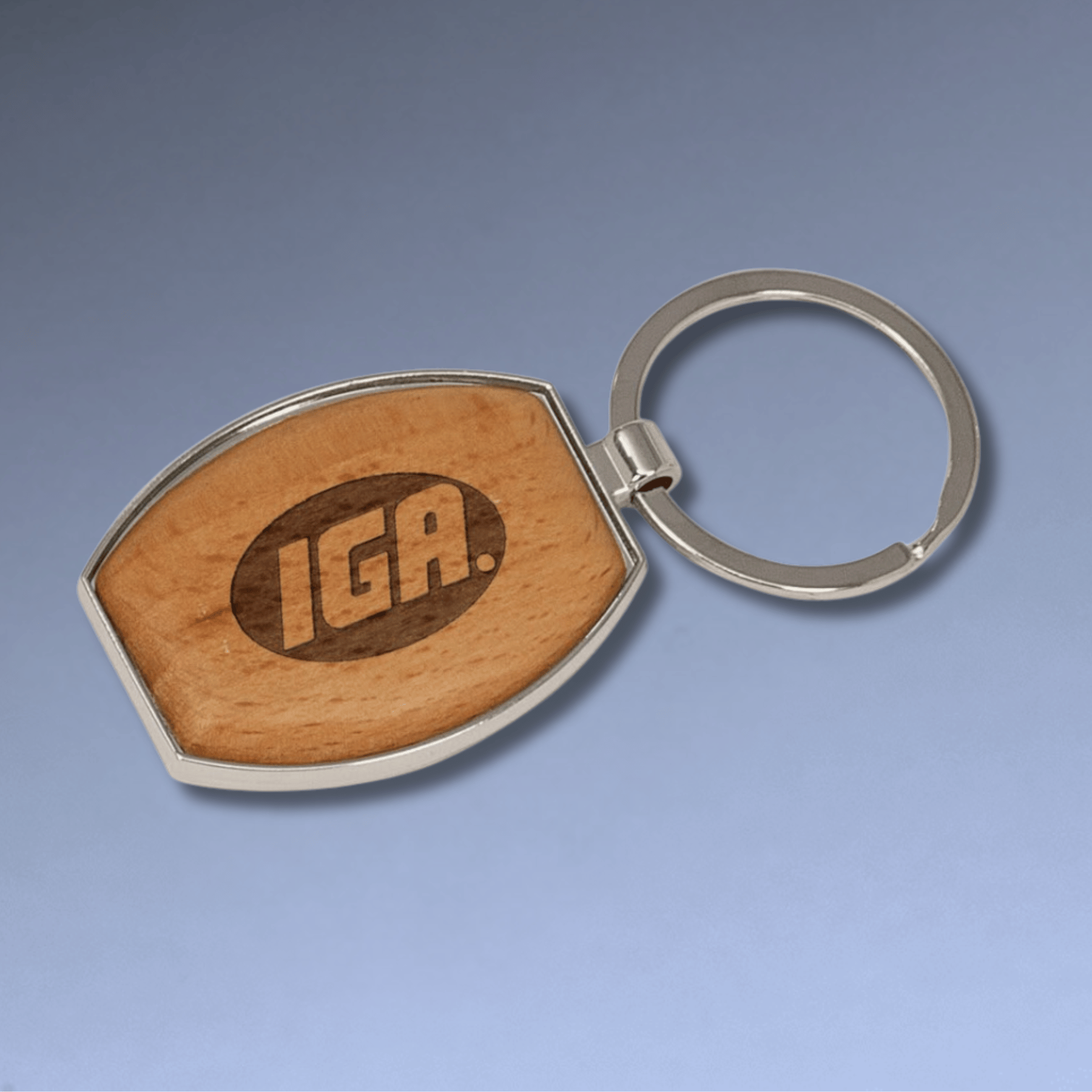 Wood Keychains – Natural Beechwood with Silver Accents