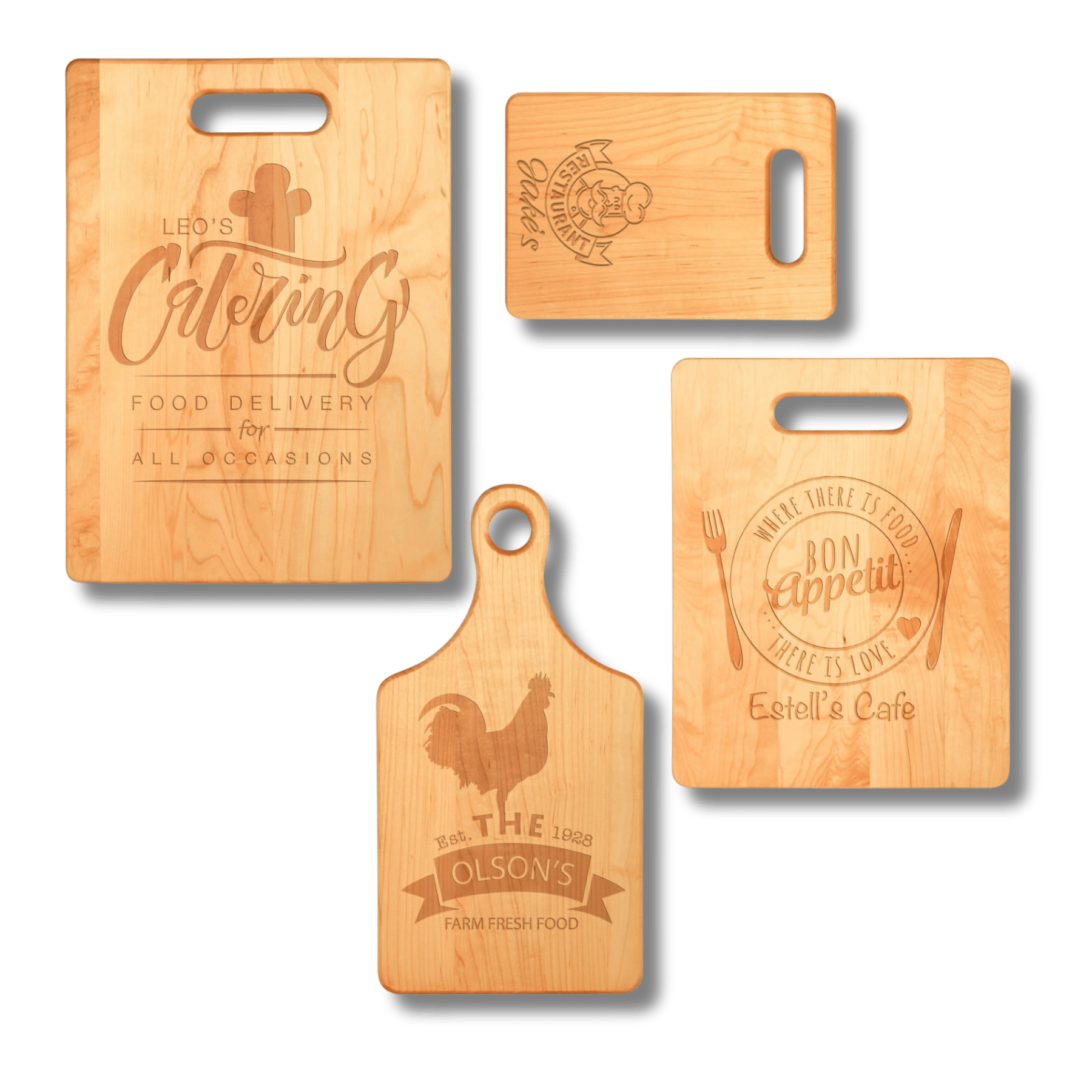 Custom Engraved Maple Cutting Boards with Paddle Handles 9" x 6" / Wide Handle Slot