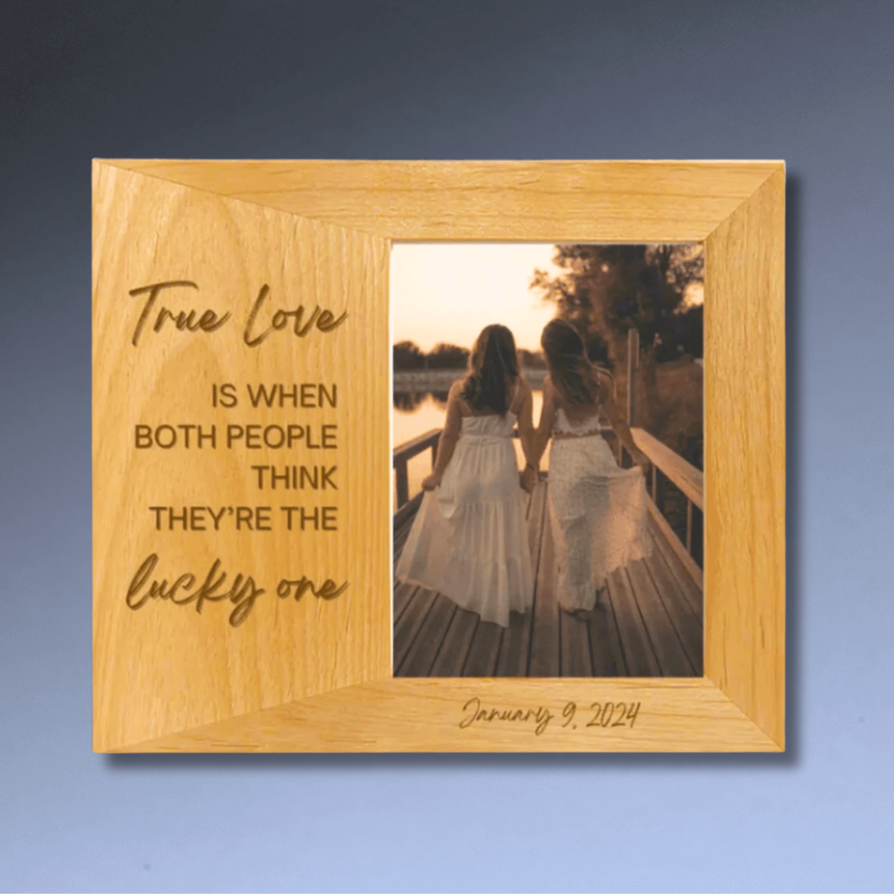 Custom Engraved Red Alder Picture Frame with Wide Personalization Area 4" x 6" / Red Alder