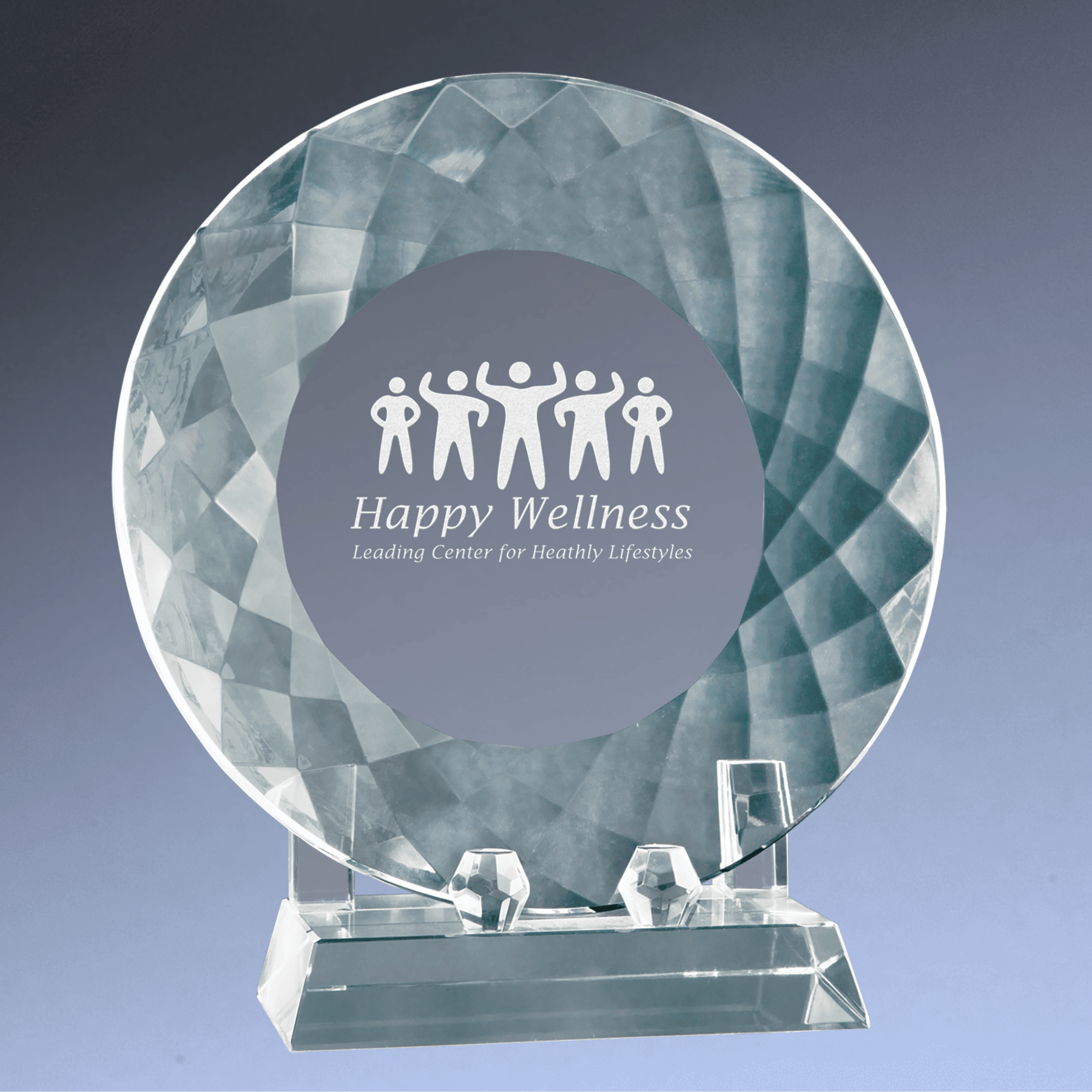 Crystal Recognition Plate with Pedestal Base for Awards and Milestones 7 3/4"