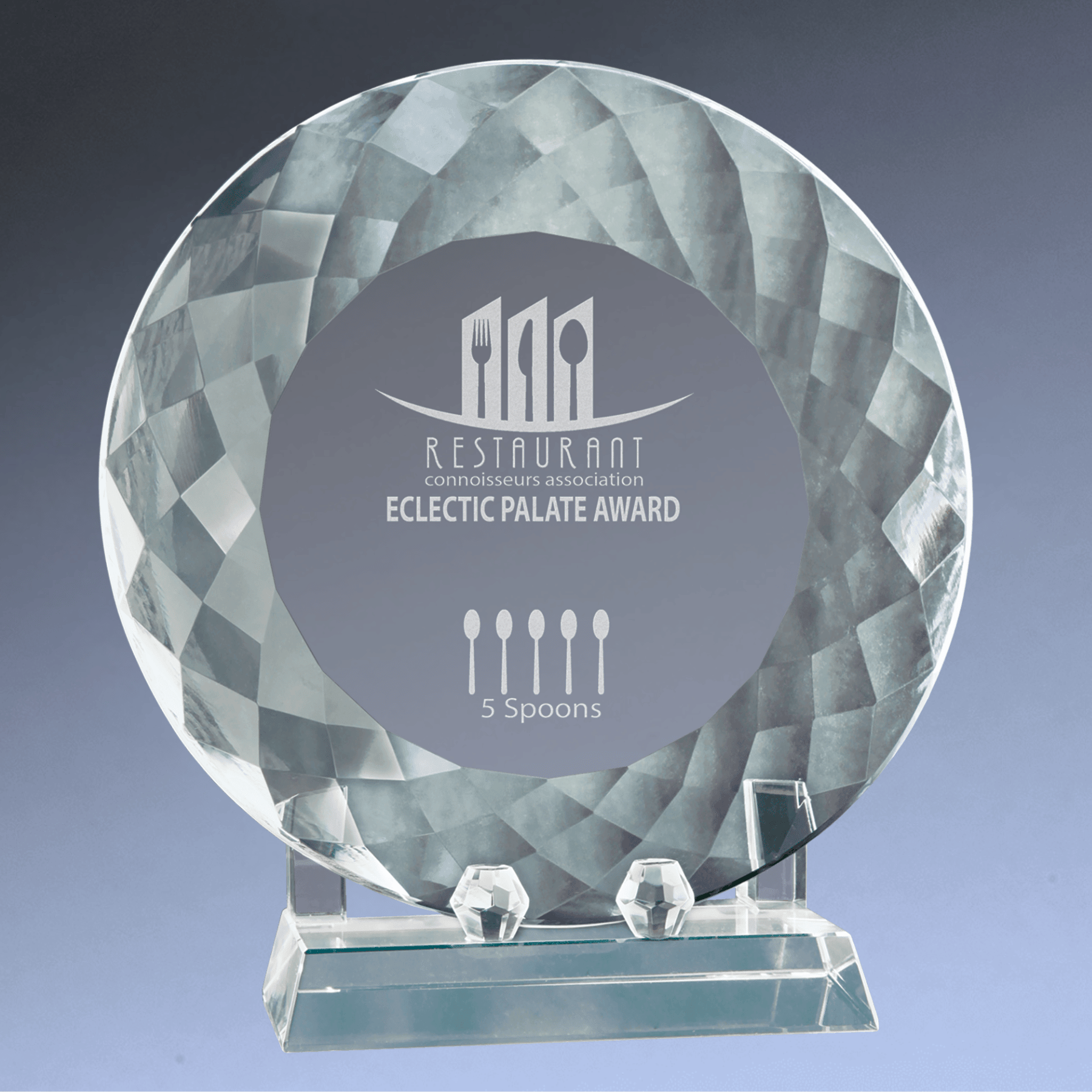 Crystal Recognition Plate with Pedestal Base for Awards and Milestones 8 1/2"