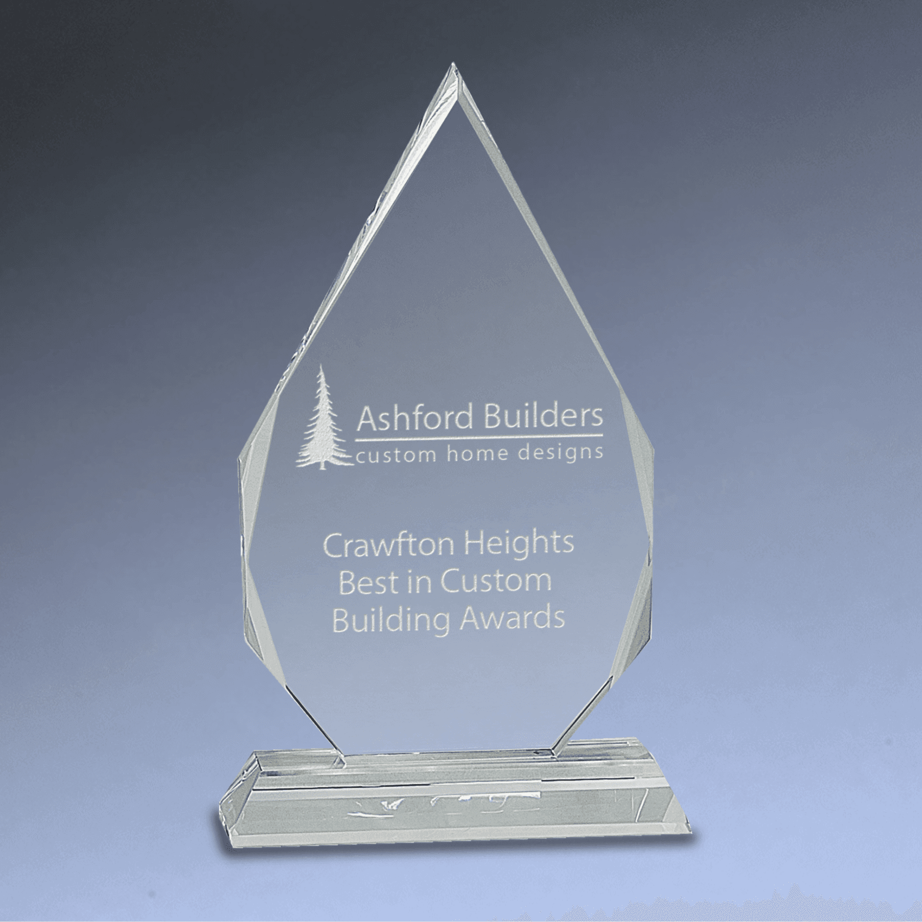 Laser Etched Crystal Diamond Awards with Faceted Edges and Base Clear / 7"