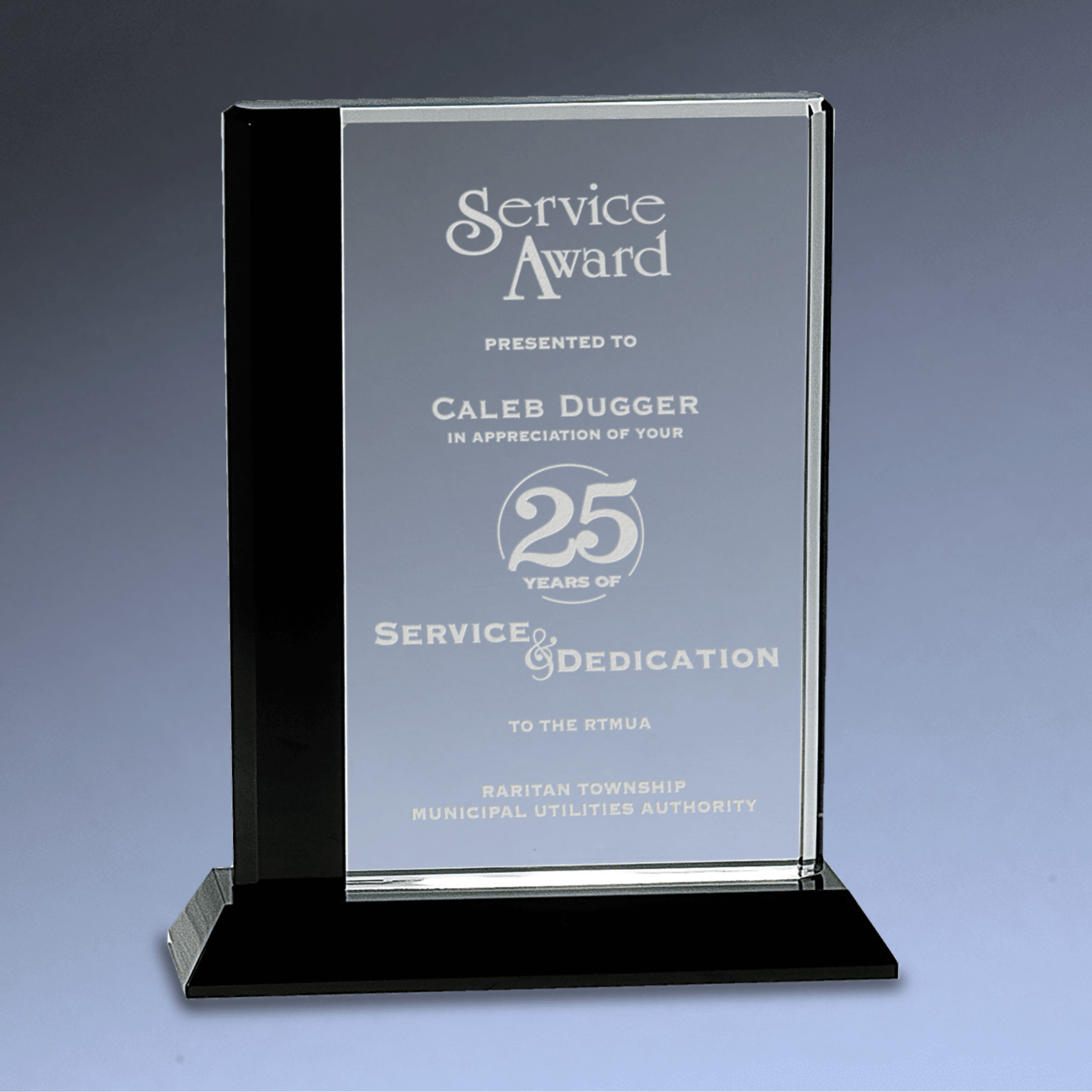 Black Edge Crystal Rectangle Award with Laser Etching 6 1/2" x 8"