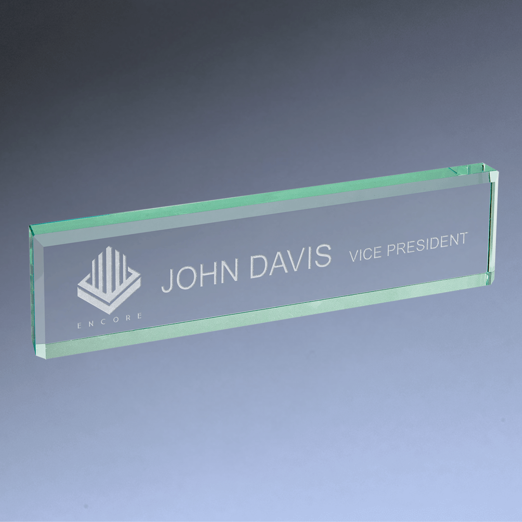 Jade Glass Desk Name Bar