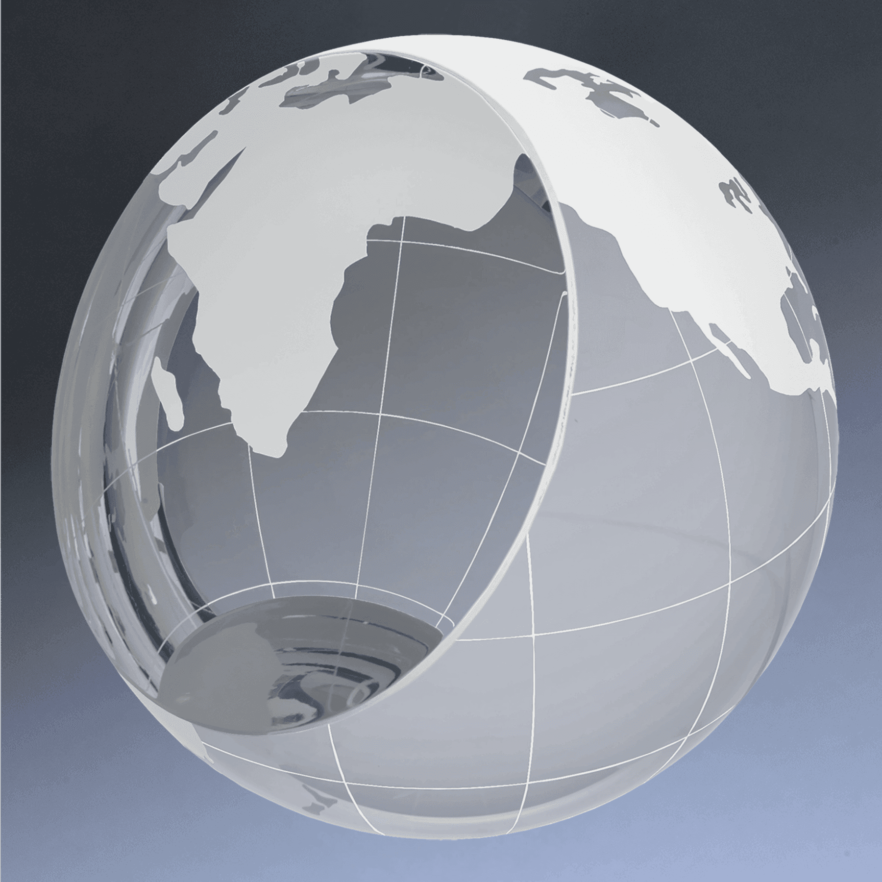 Laser Etched Crystal Globe Awards, Paperweights and Gifts Paperweight / Clear Globe/Flat Bottom / 3"