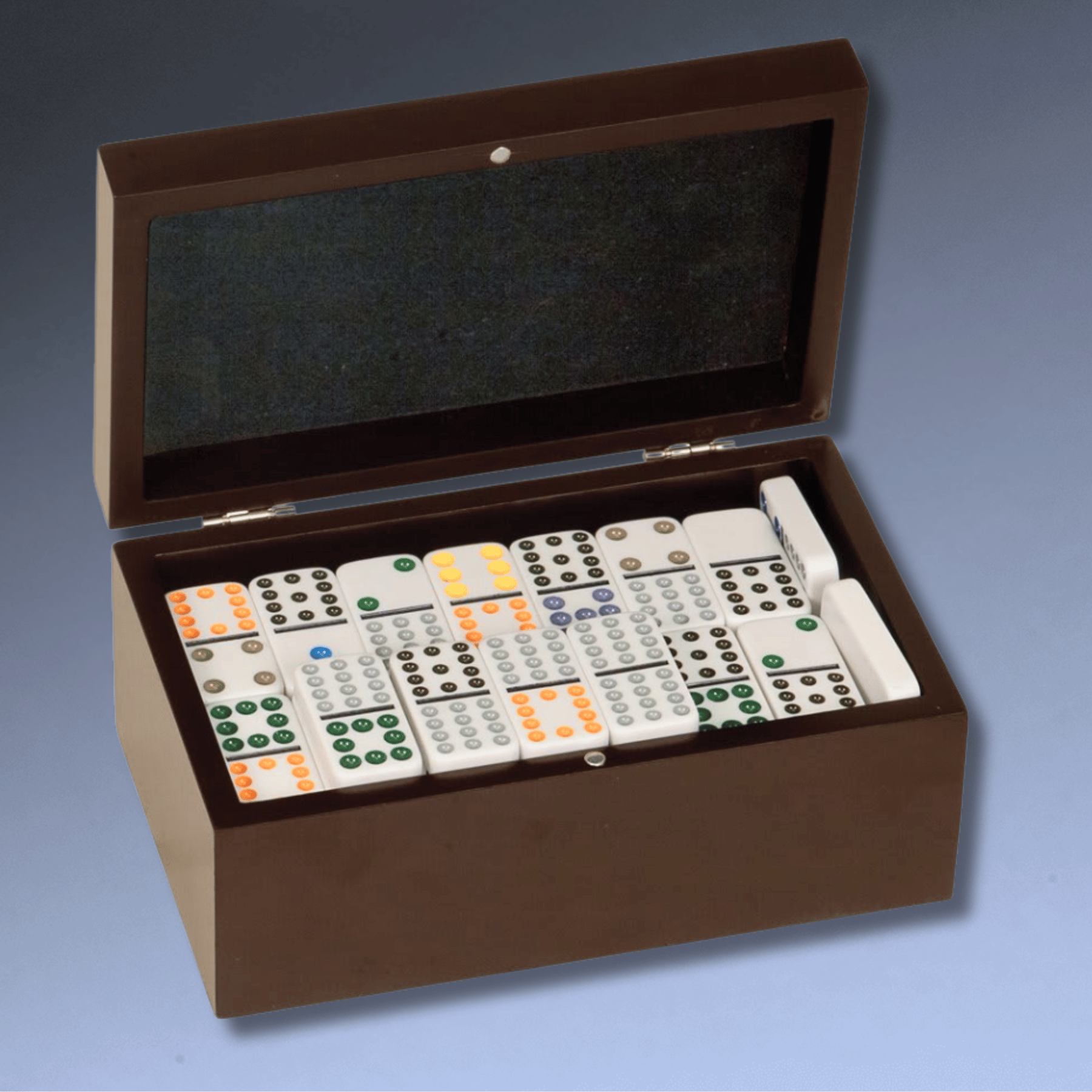 Personalized Double Twelve Dominos Gift Set with Rosewood Finish Box