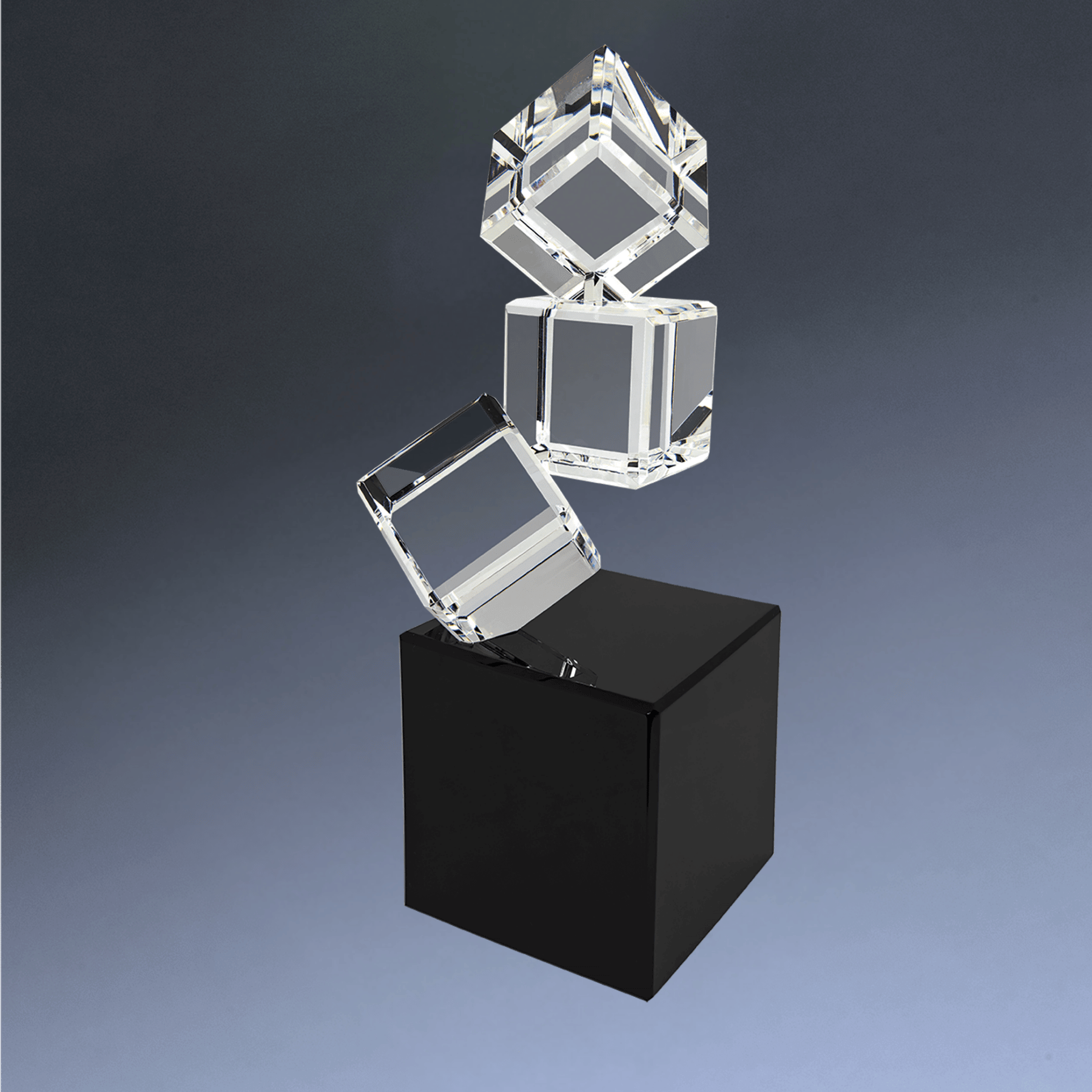 Laser Etched Crystal Cubes and Blocks - Personalized Awards and Gifts Multi-Cube with Crystal Base / 8" x 3"