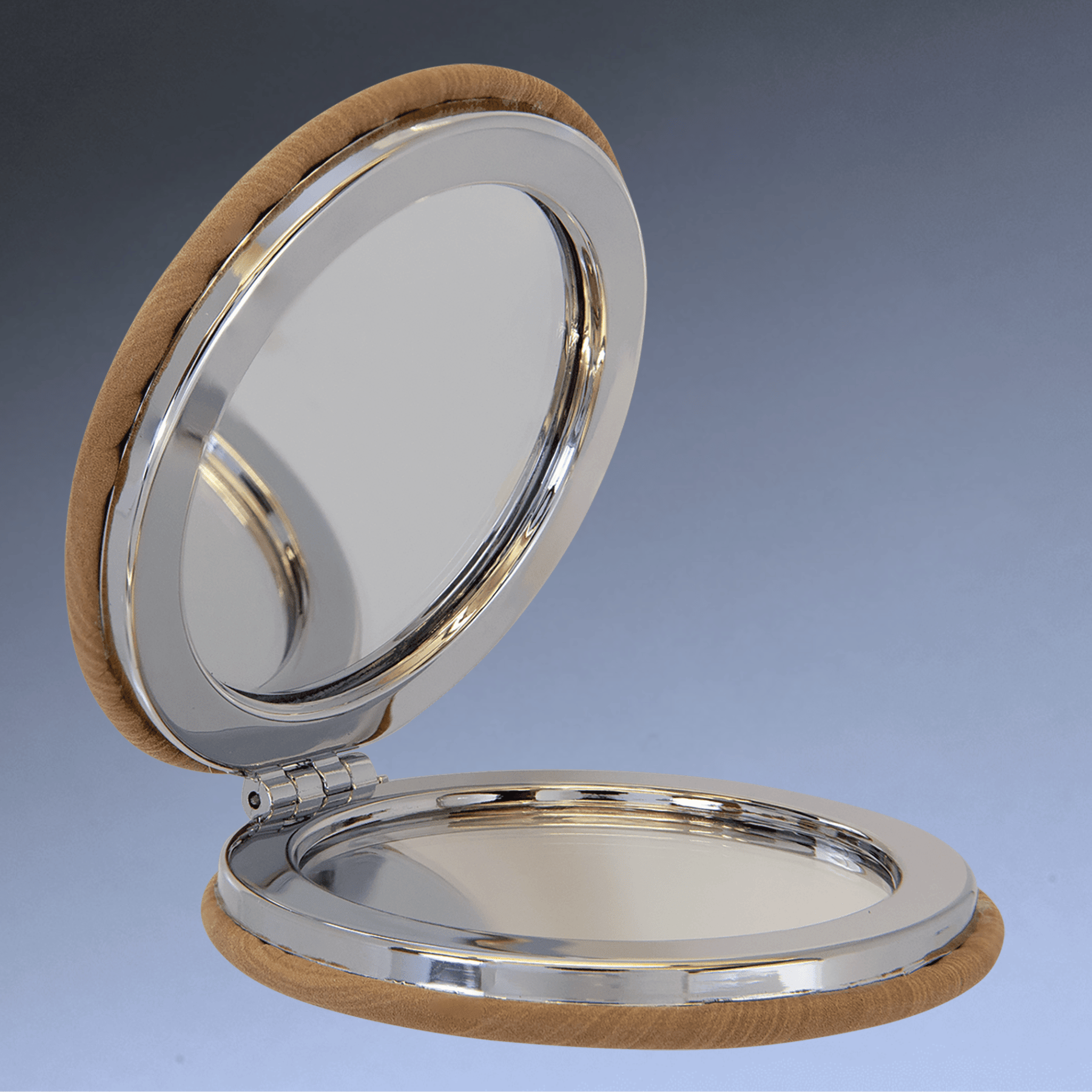 Personalized Compact Mirror With Magnifier in Leatherette Colors