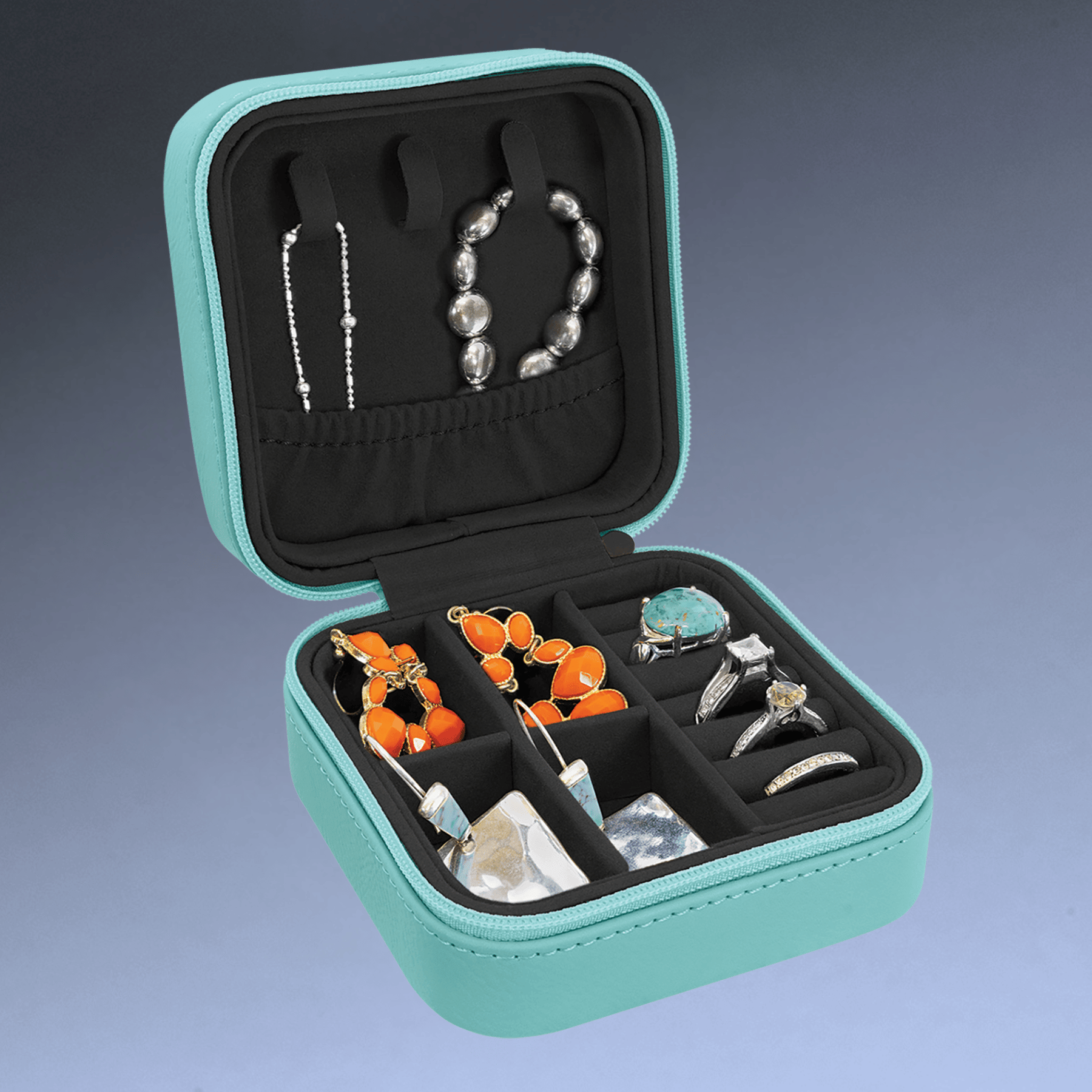Personalized Travel Jewelry Box in Two Sizes with Multi-Compartments