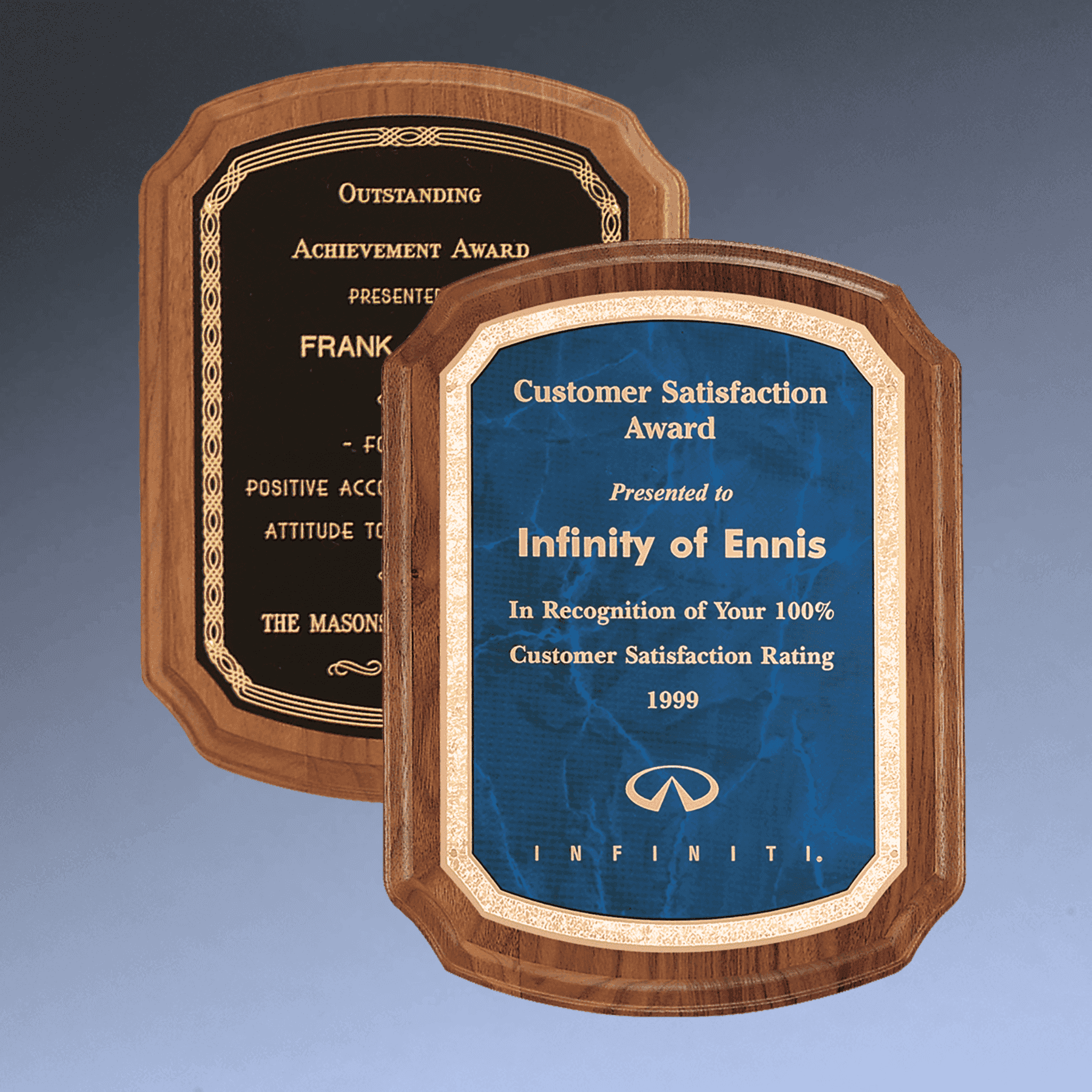 American Walnut Award Plaque - Black or Blue Plate