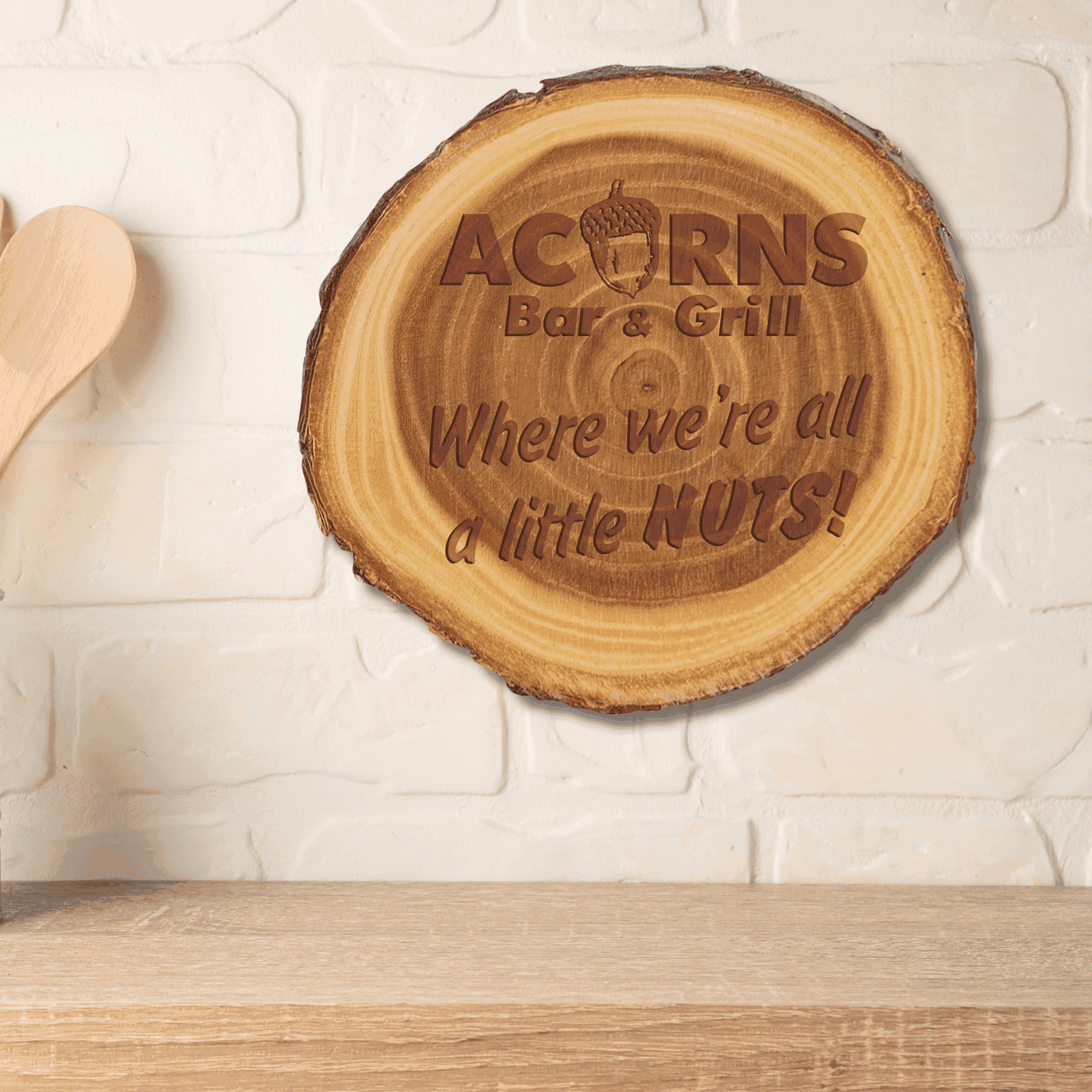 Personalized Log Coasters, Magnets and Plaques - Rustic Decor Coaster / 4"