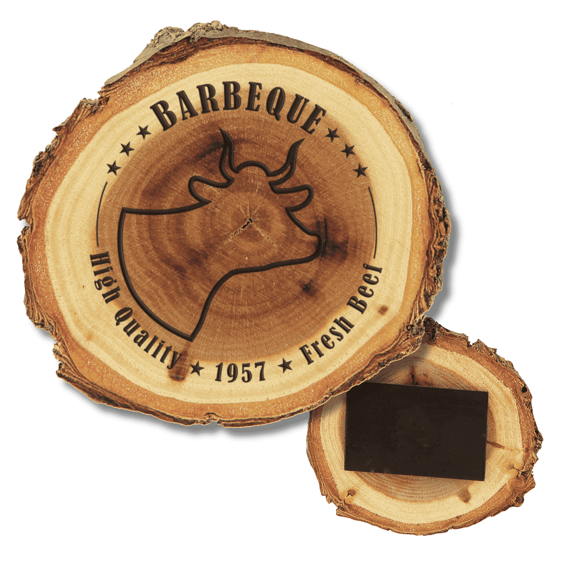 Personalized Log Coasters, Magnets and Plaques - Rustic Decor Magnet / 3"