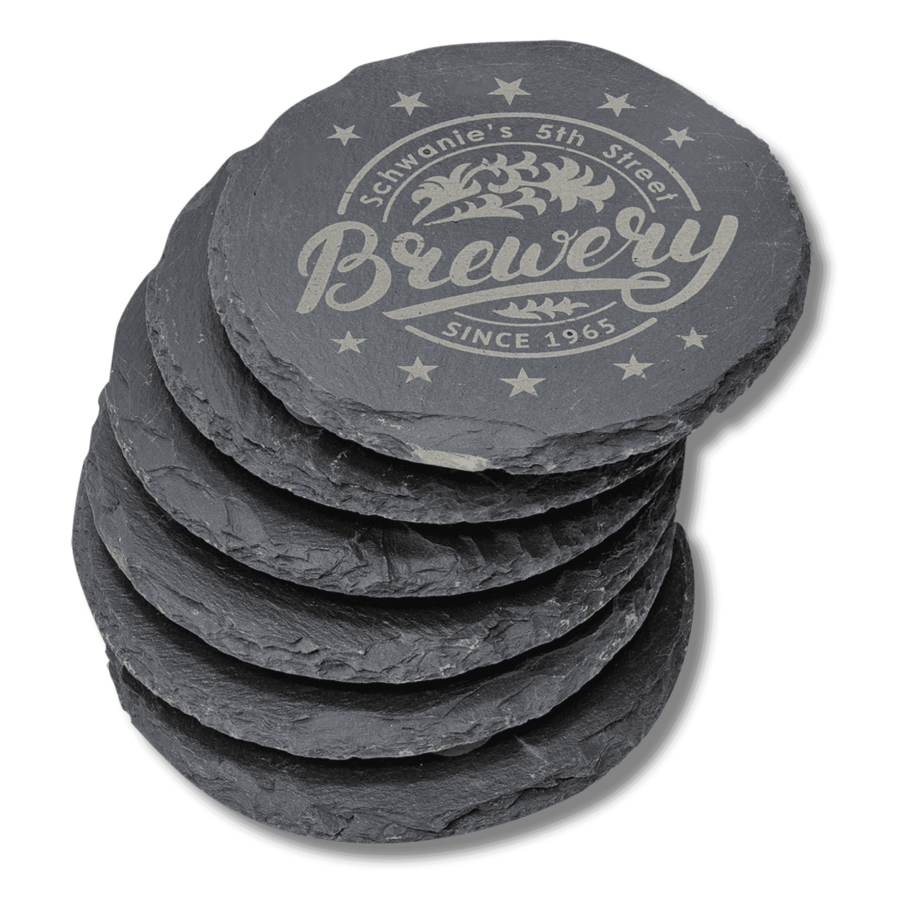 Personalized Slate Coasters and Trivets with Custom Engraving / round set