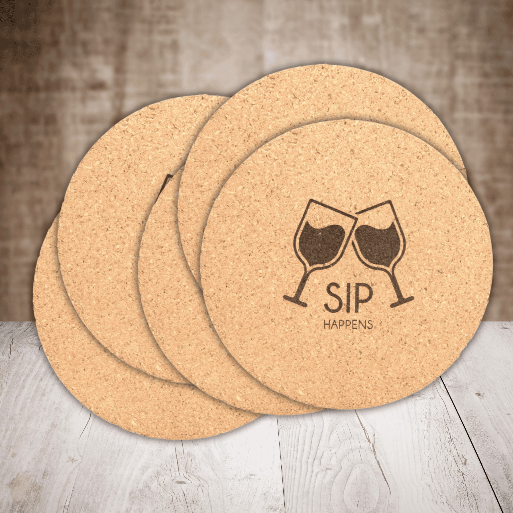 Personalized Cork Coasters, Trivets and Gift Sets Standard Cork Coaster - Individual / Round / 4" Diameter x 3/16" Thickness