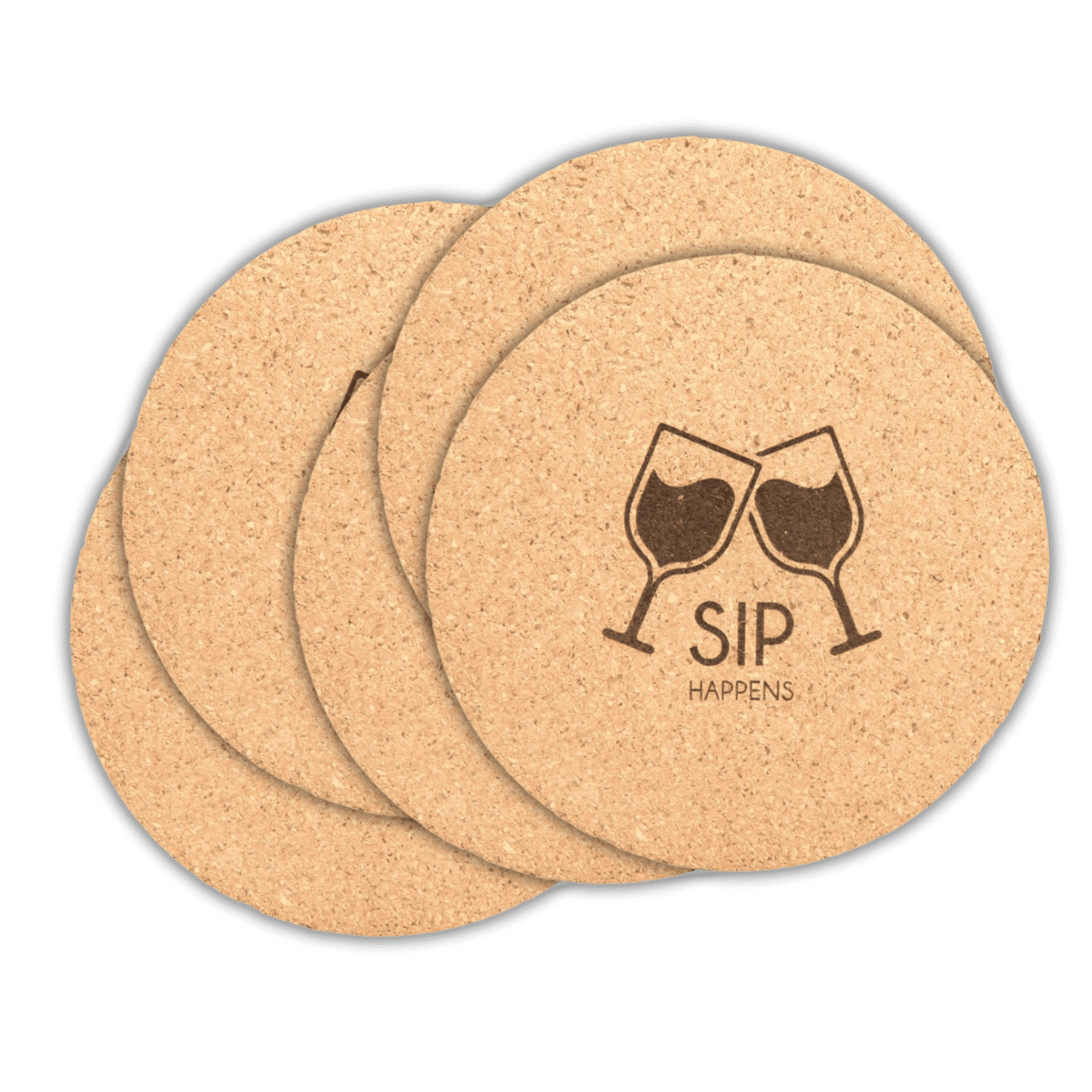 Personalized Cork Coasters, Trivets and Gift Sets Standard Cork Coaster - Set of 6 / Round / 4" Diameter x 3/16" Thickness