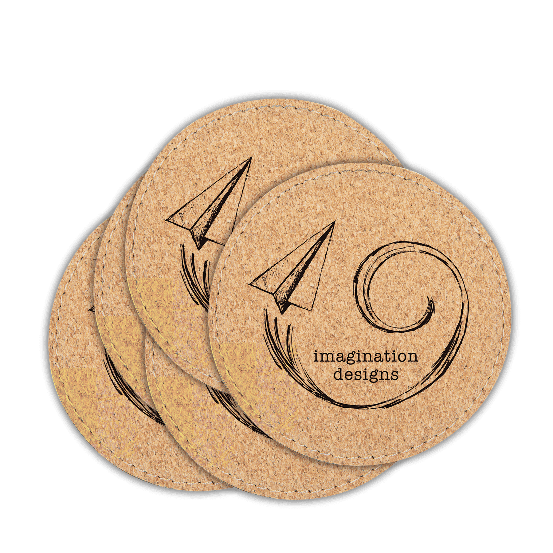 Personalized Cork Coasters, Trivets and Gift Sets Premium Cork Coaster - Set of 6 / Round / 4" Diameter x 1/8" Thickness