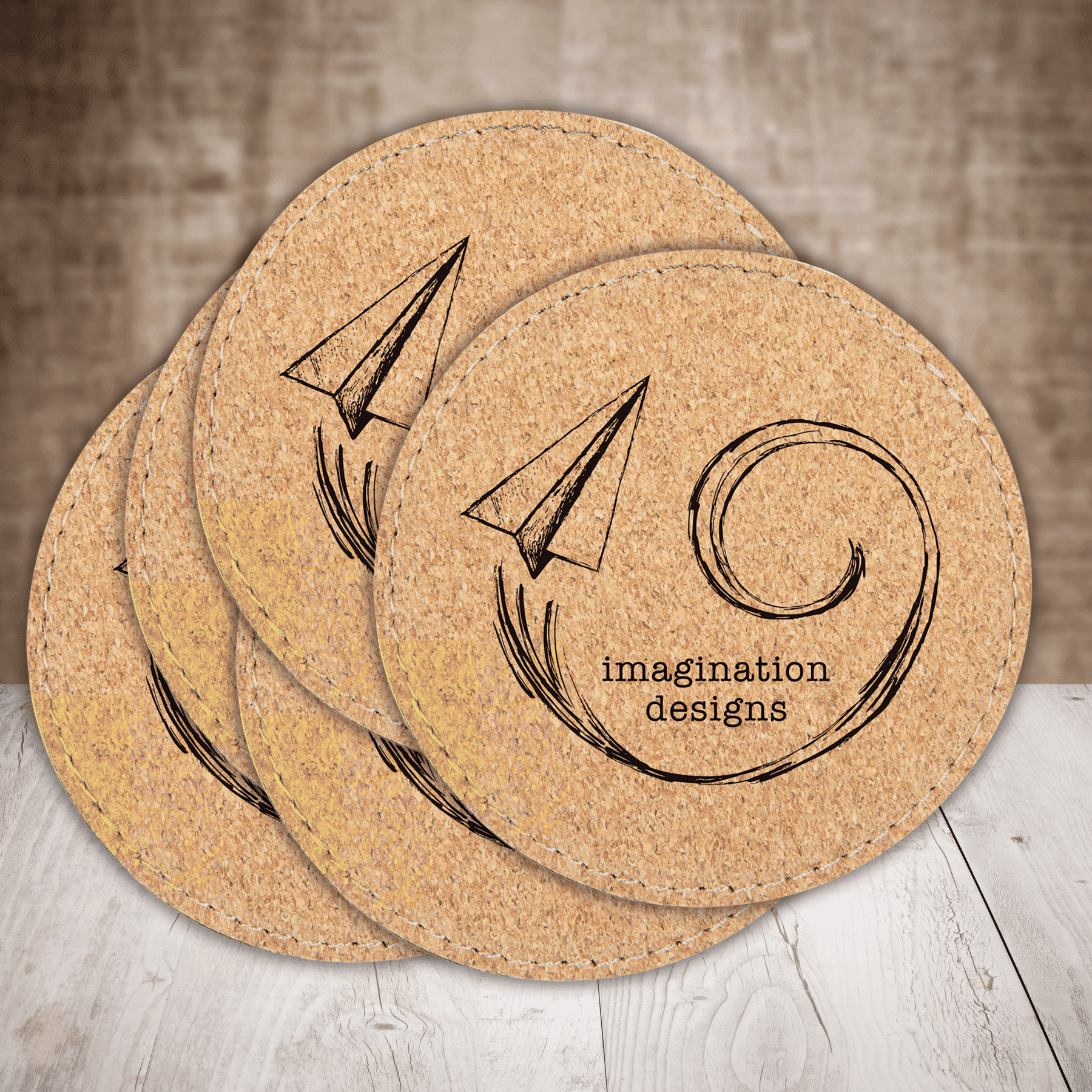 Personalized Cork Coasters, Trivets and Gift Sets Standard Cork Coaster - Individual / Round / 4" Diameter x 3/16" Thickness