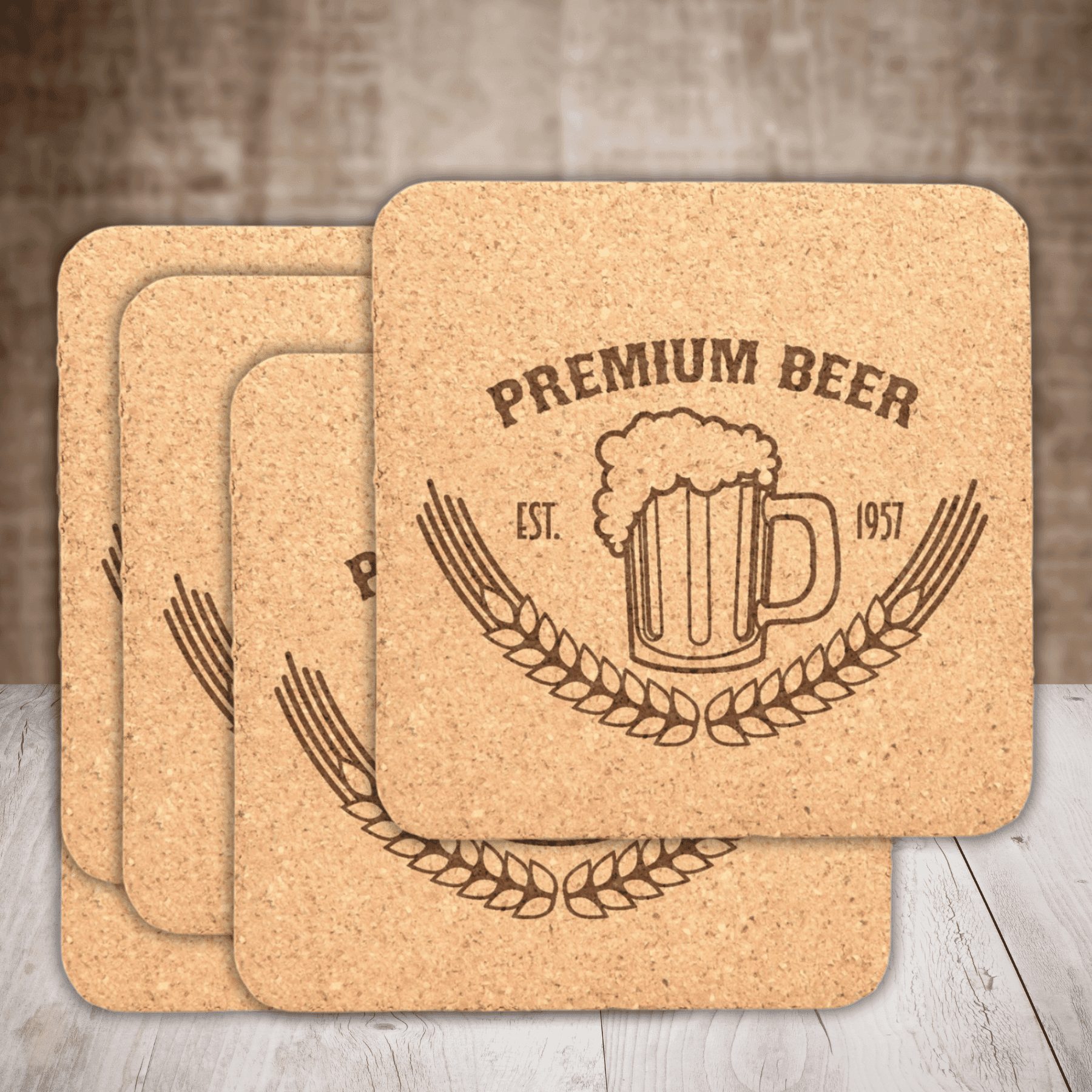 Personalized Cork Coasters, Trivets and Gift Sets Standard Cork Coaster - Individual / Round / 4" Diameter x 3/16" Thickness