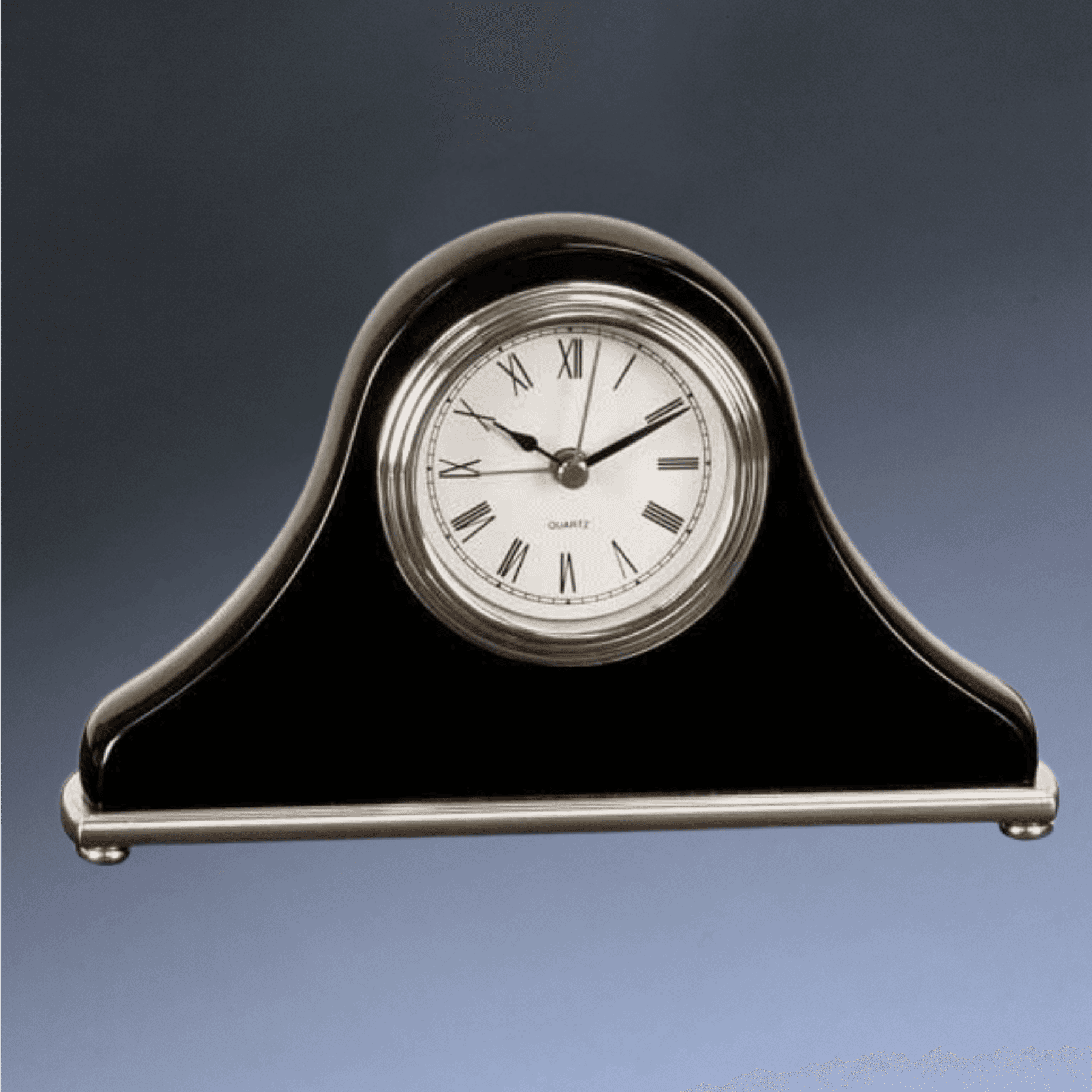 Custom Engraved Desk and Mantle Clocks with High Gloss Piano Finish Rail Station Station Desk Clock (Rosewood Piano Finish) / 7" x 9" / European-Styled Rail Station Post (Brass Plate Included)