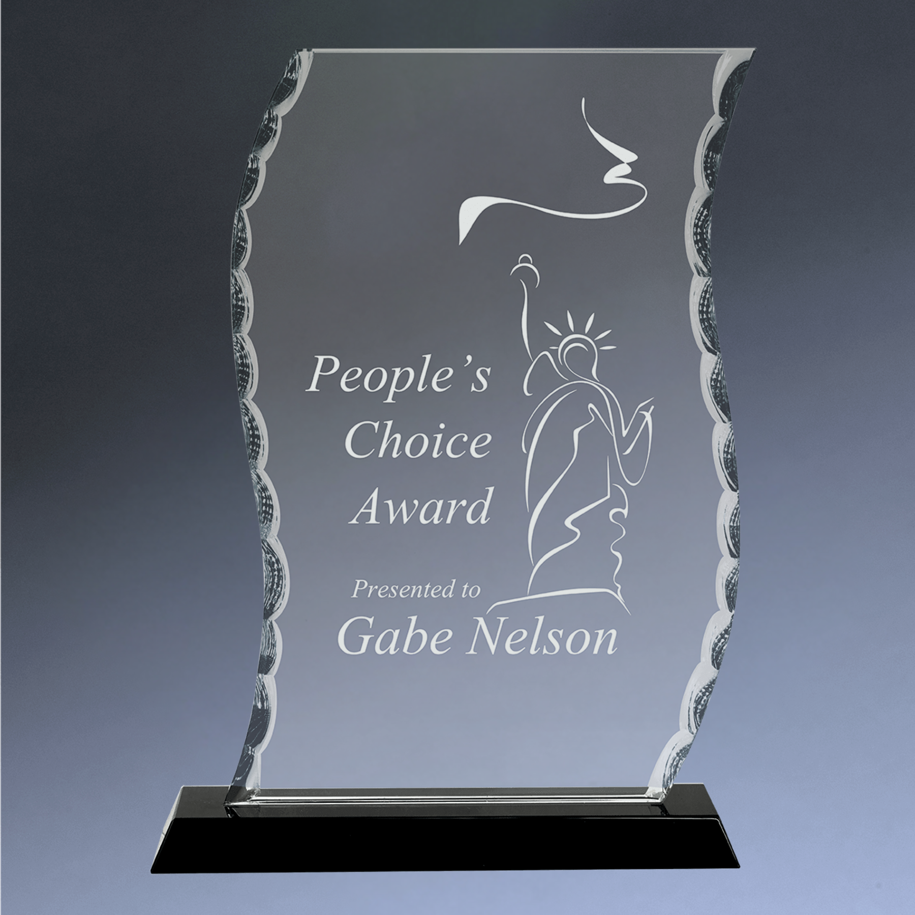 Facet Glass Award - Custom Engraved Flame, Shield, Scroll & Diamond Shapes