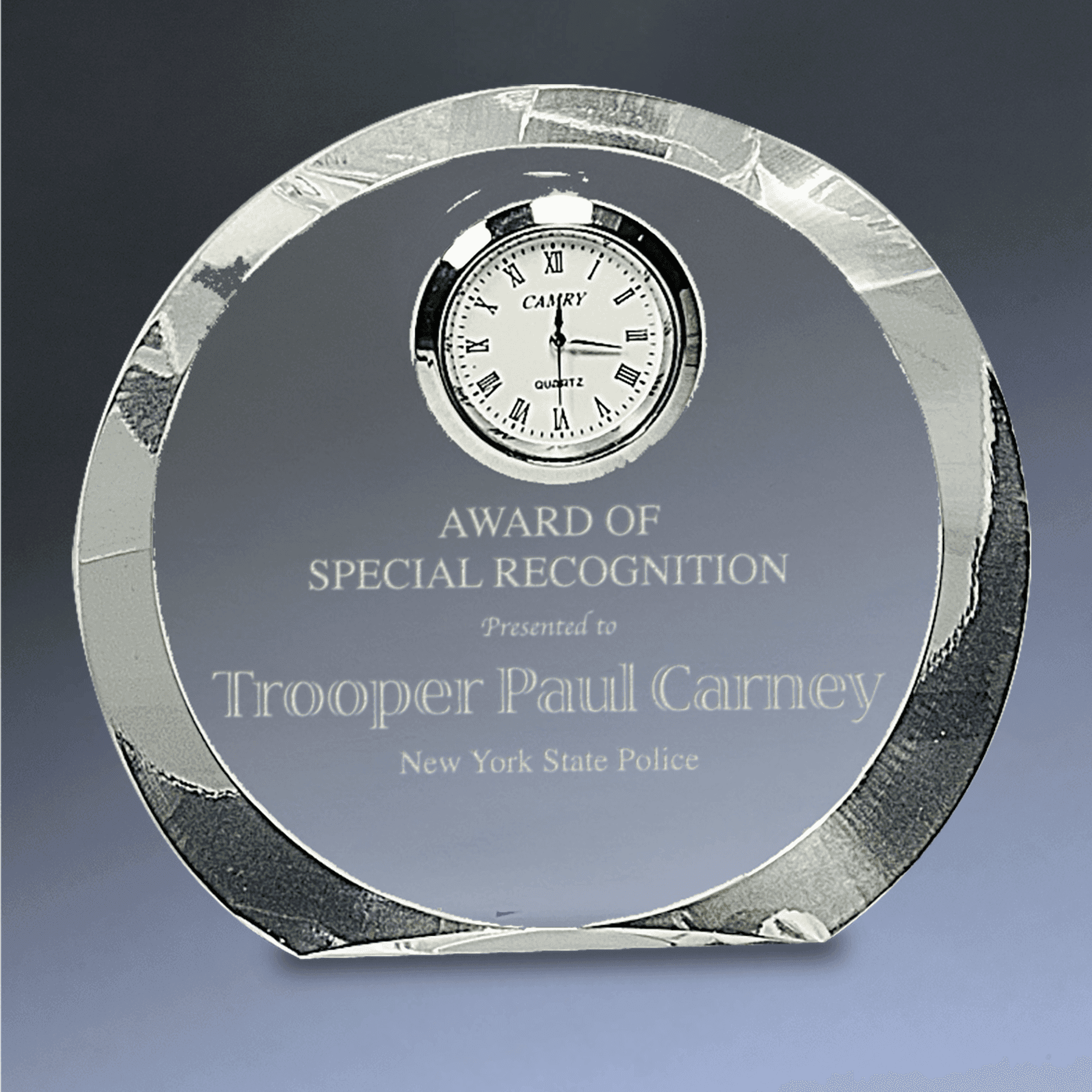 Laser Etched Crystal Desk Clocks – Personalized Awards, Gifts & Home Decor